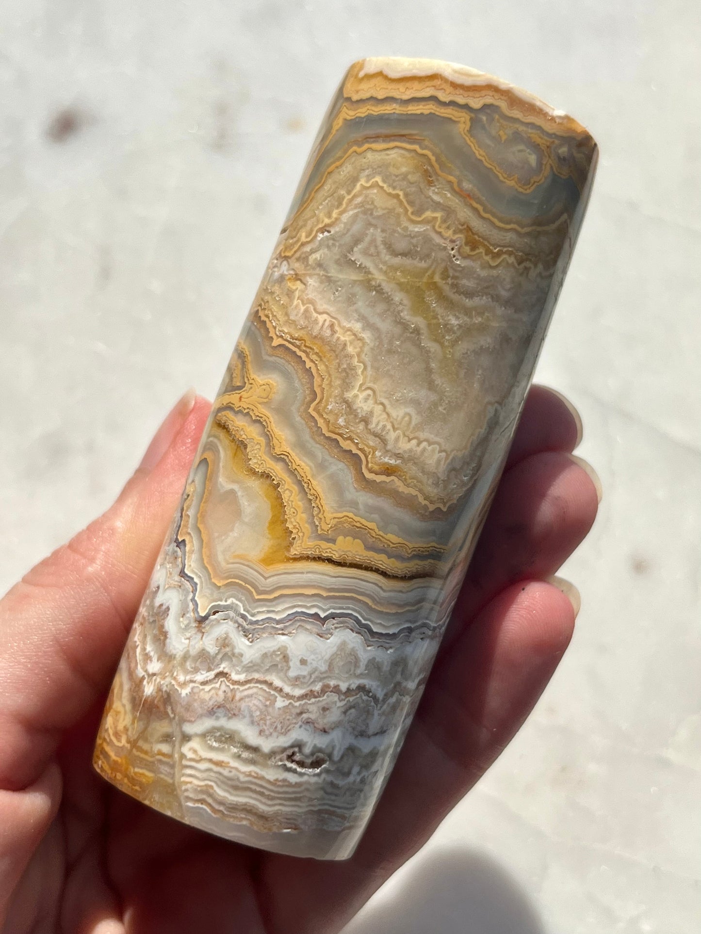 Indonesian Golden Crazy Lace Agate Cylinder Core #1