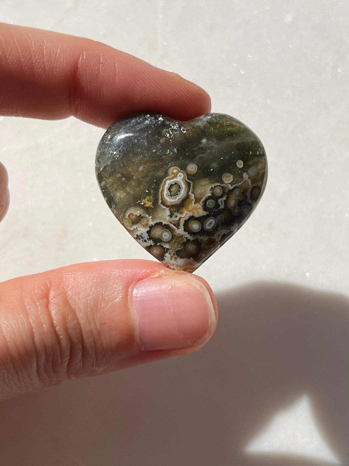 Orbicular Jasper Heart Carving (You Choose)