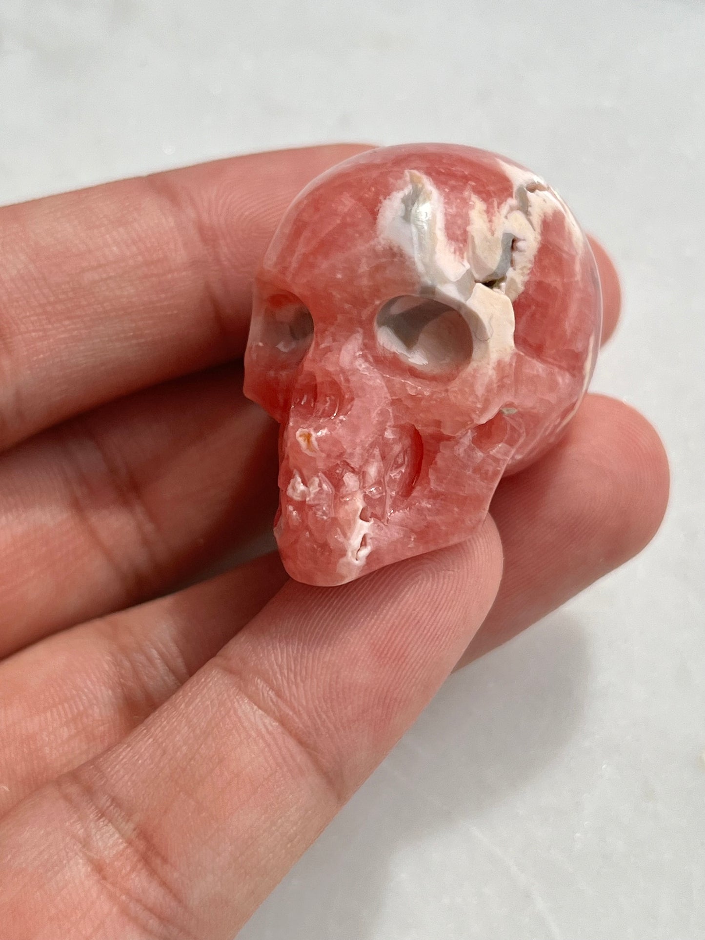 Rhodochrosite Skull Carving (You Choose)