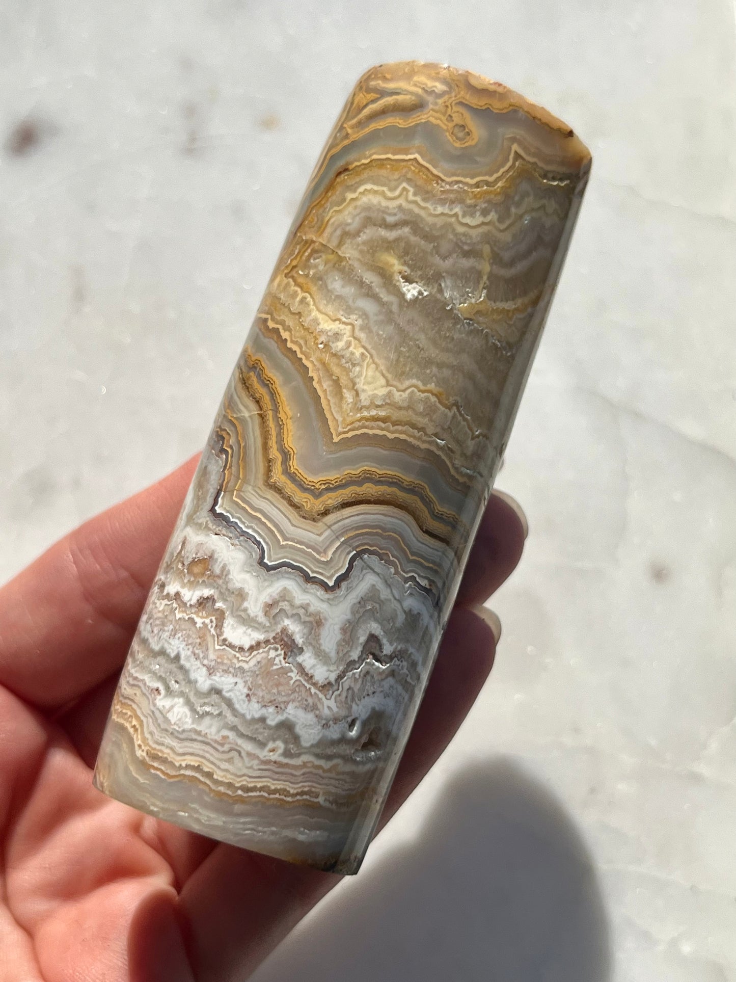 Indonesian Golden Crazy Lace Agate Cylinder Core #1
