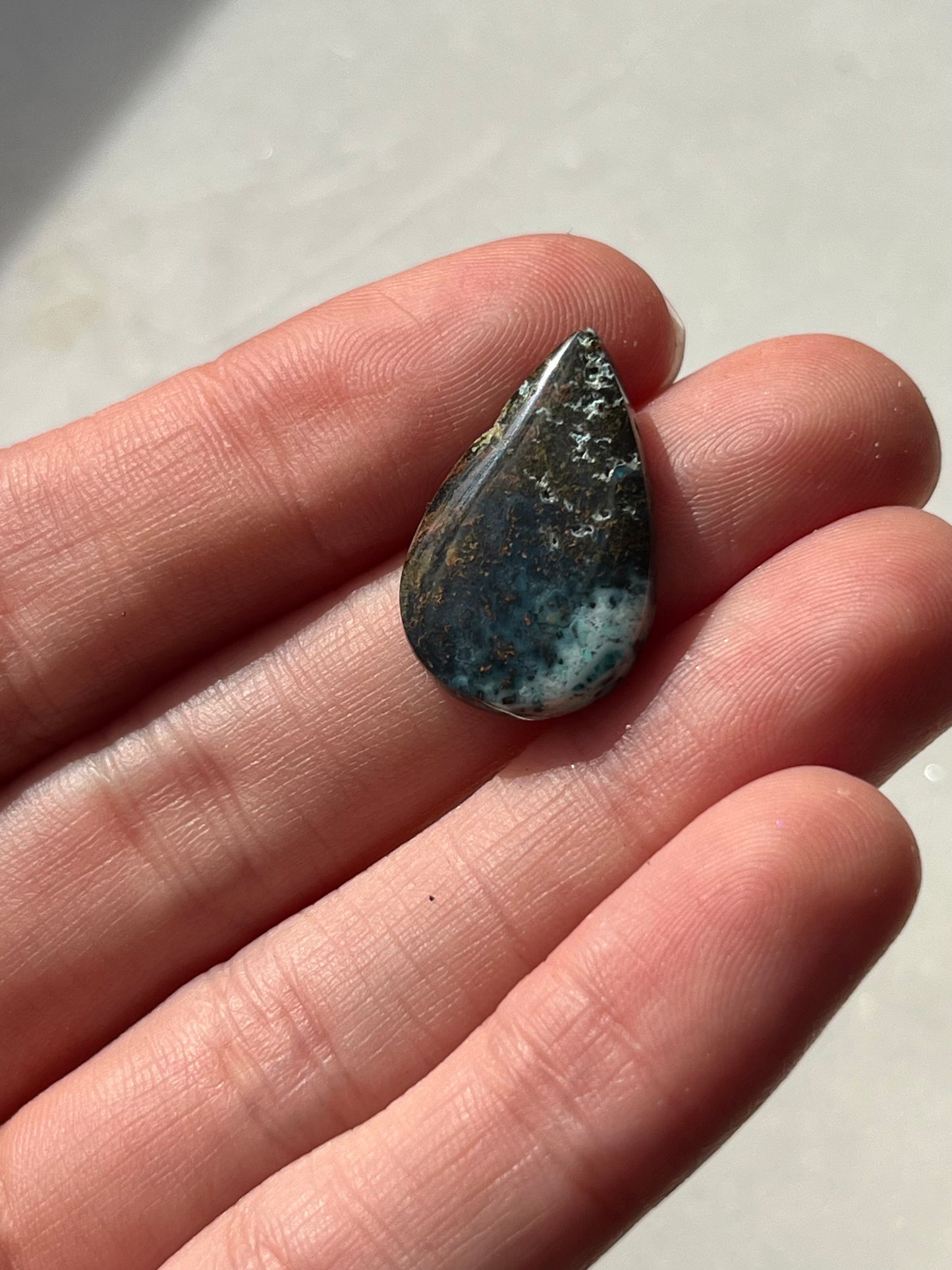 Indonesian Chrysocolla Chalcedony Cabochon w/Tenorite & Cuprite (You Choose)