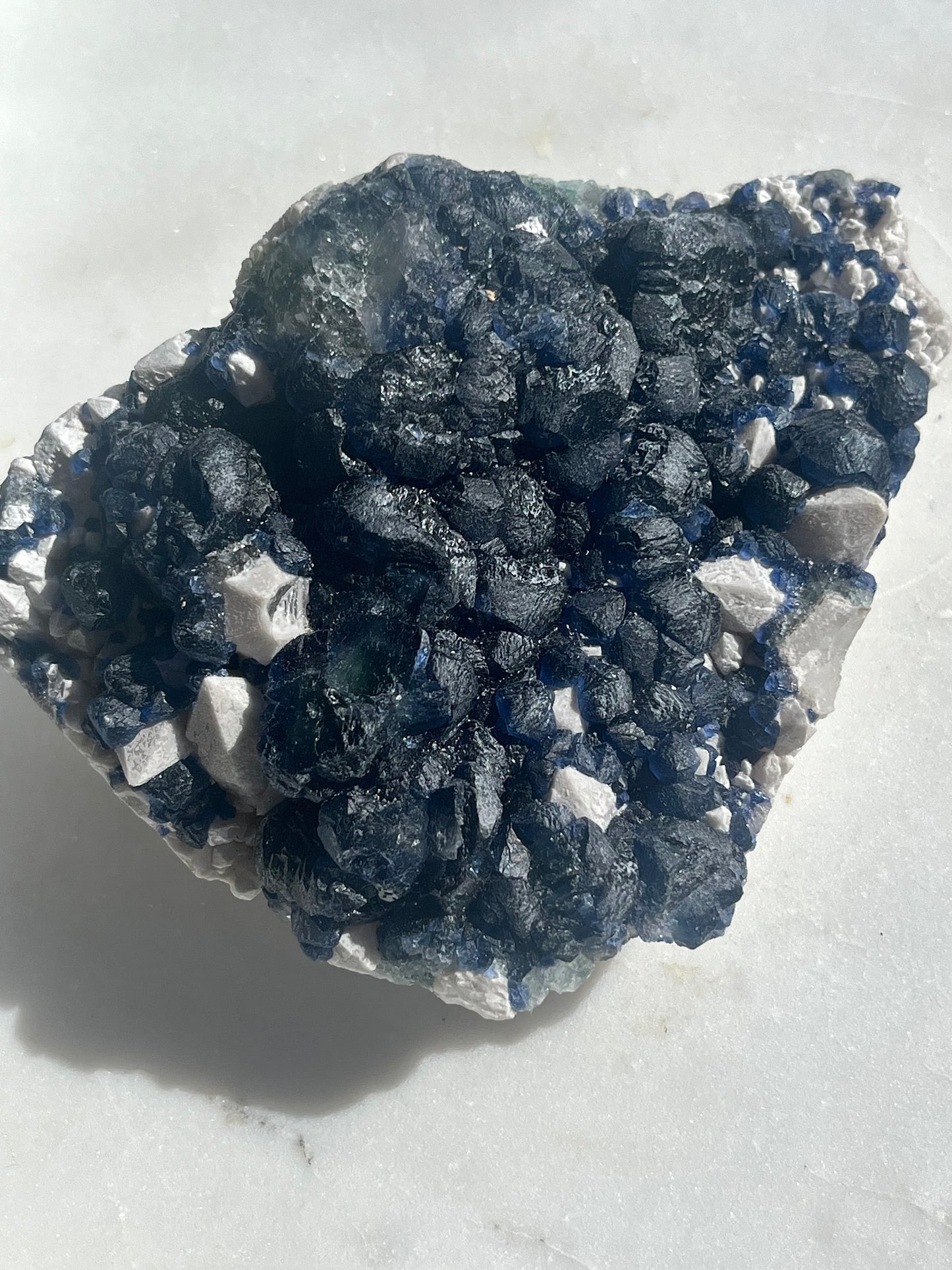 Blueberry Fluorite Specimen w/Candle Quartz #2