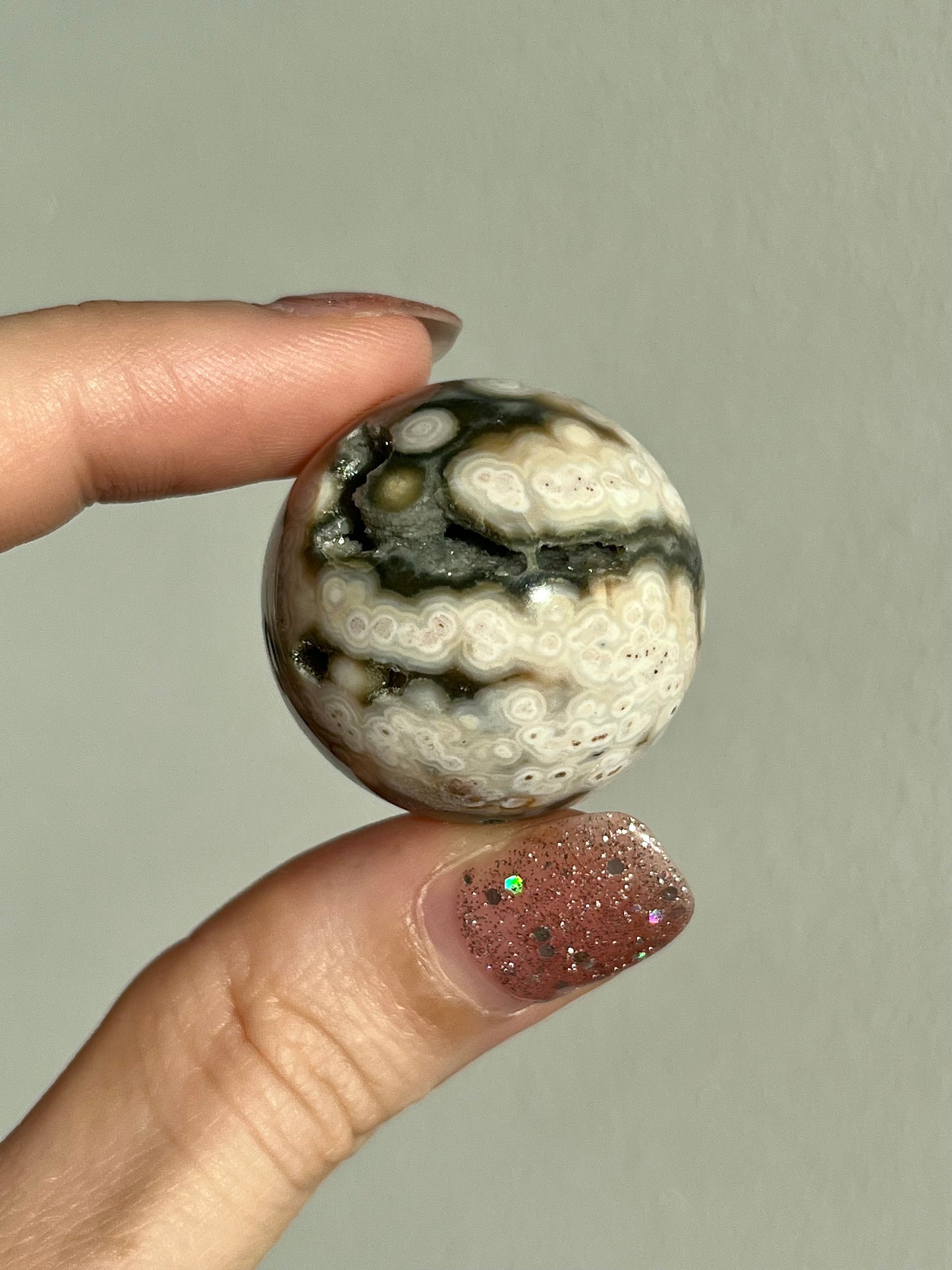 Mixed Orbicular Ocean Jasper Sphere & Stand (You Choose)