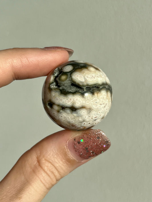 Mixed Orbicular Ocean Jasper Sphere & Stand (You Choose)