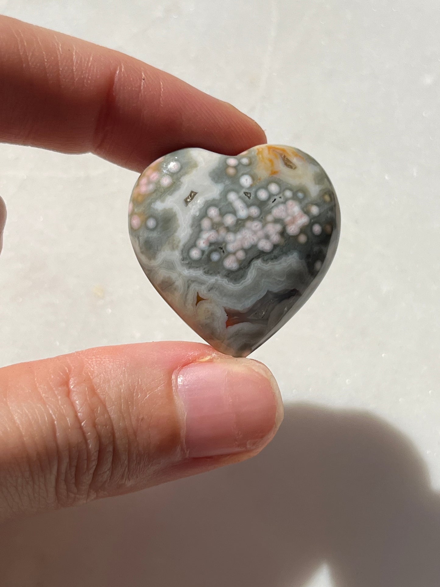 Orbicular Jasper Heart Carving (You Choose)