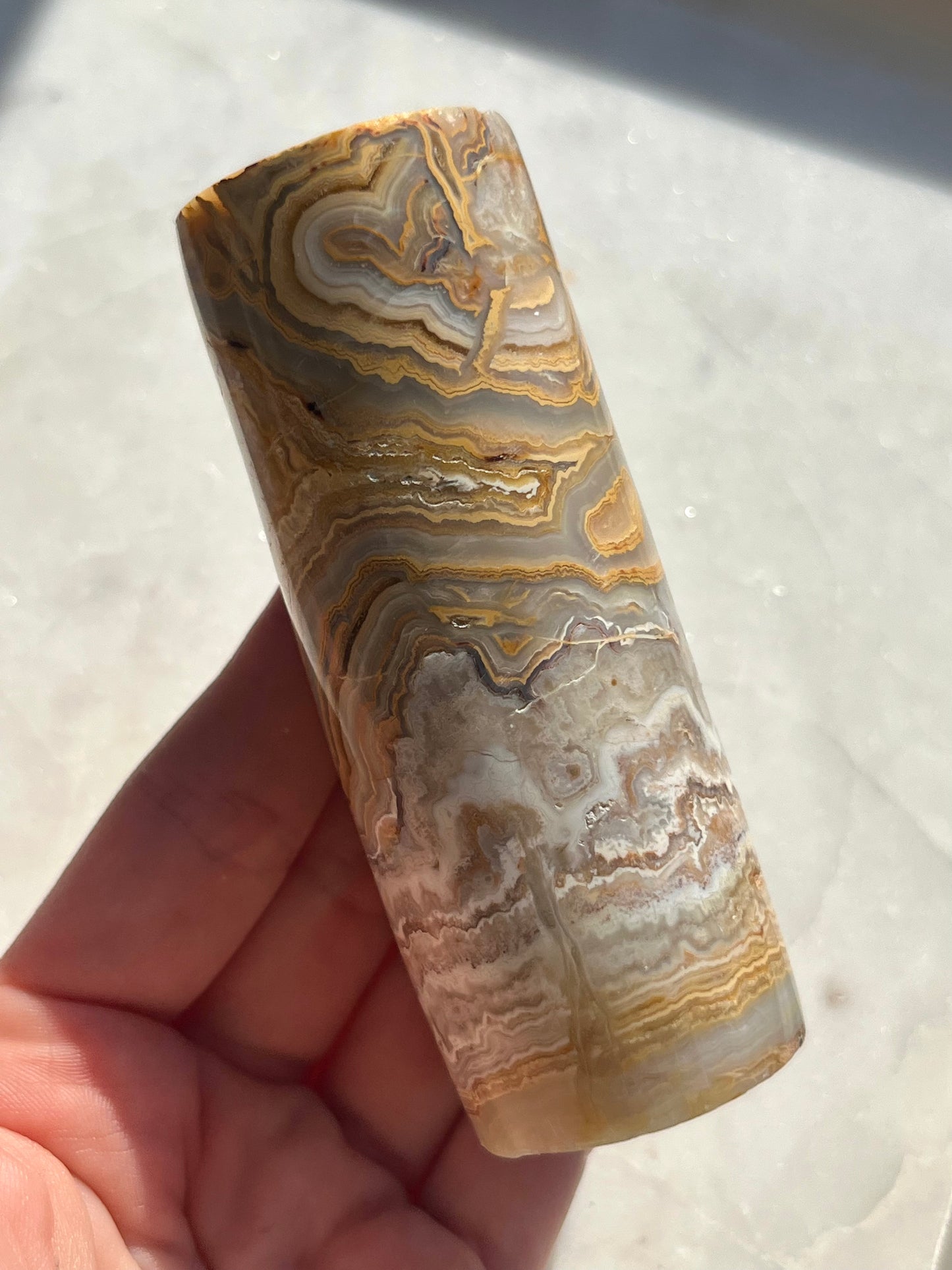 Indonesian Golden Crazy Lace Agate Cylinder Core #2
