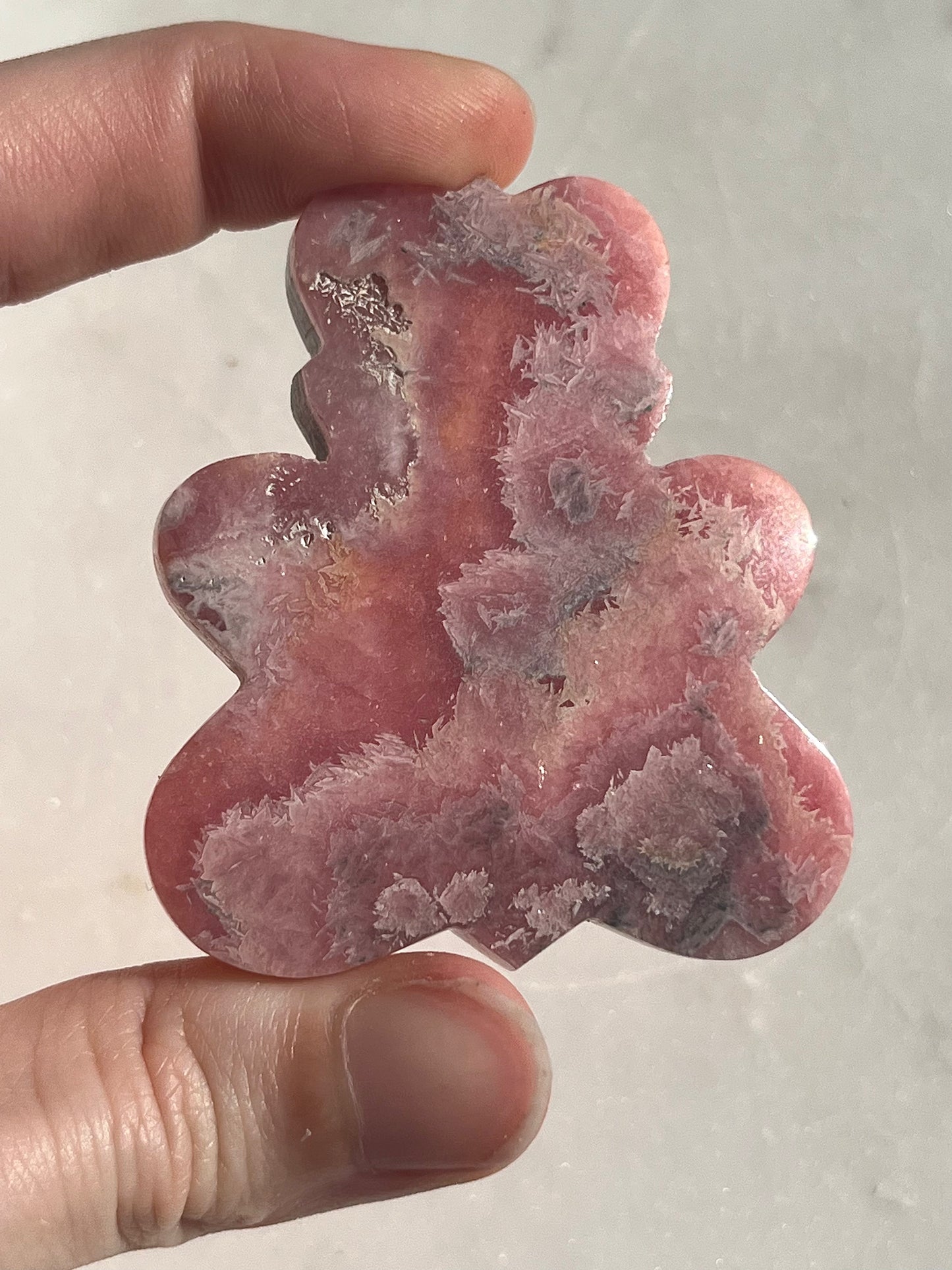 Rhodochrosite Teddy Bear Carving