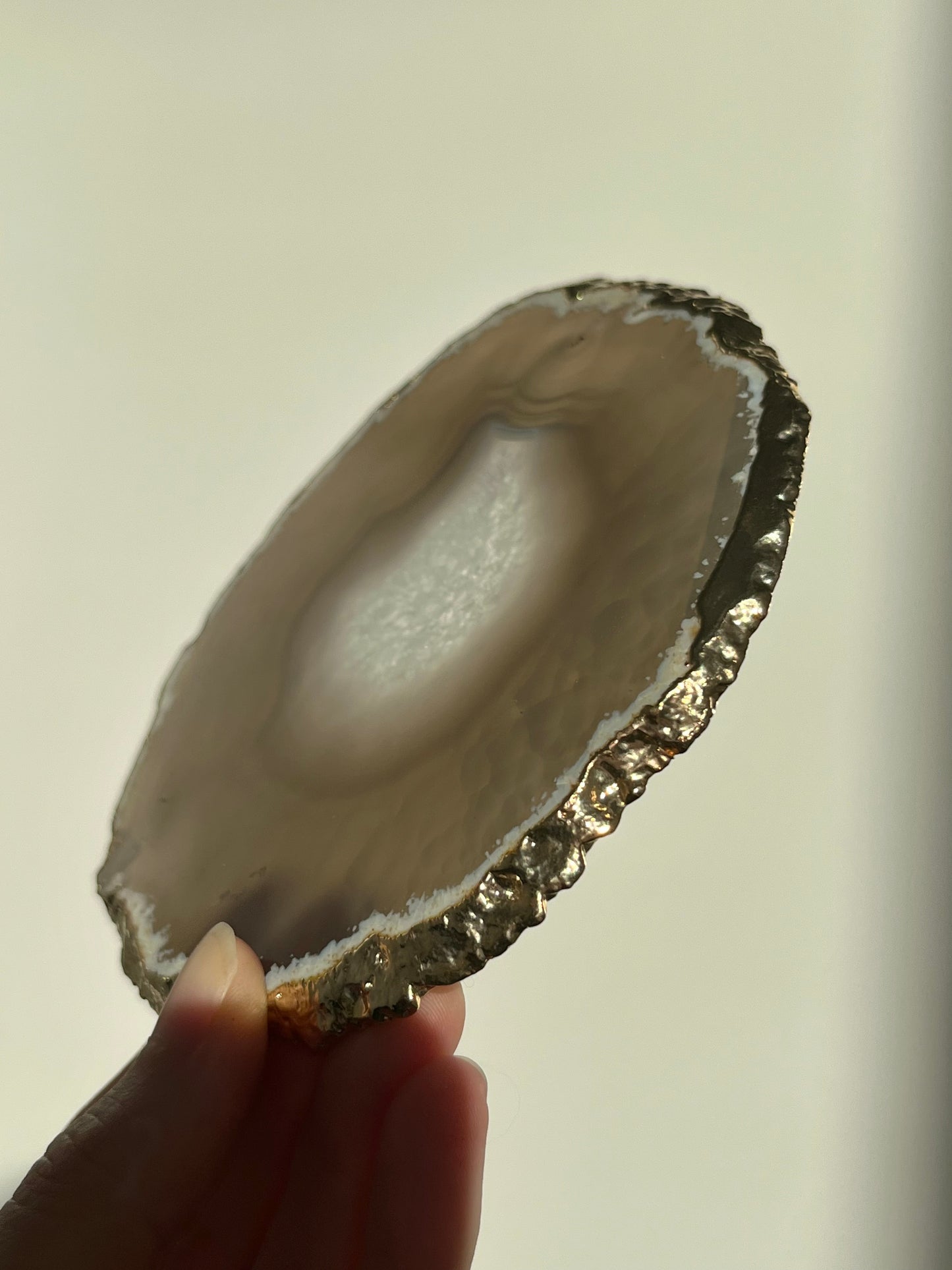 24kt Gold Electroplated Quartz, Agate & Chalcedony Slice #I
