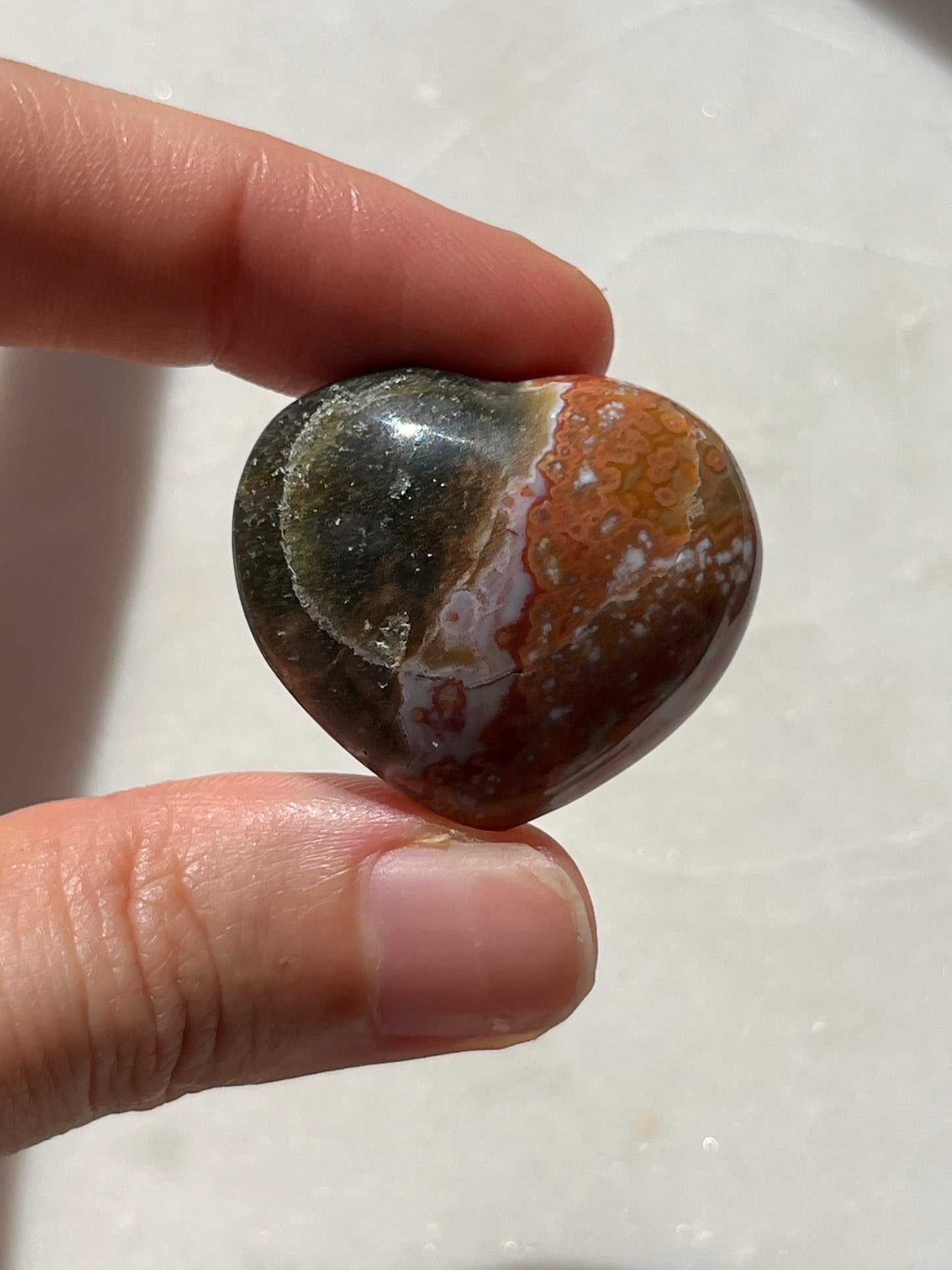 Orbicular Jasper Heart Carving (You Choose)