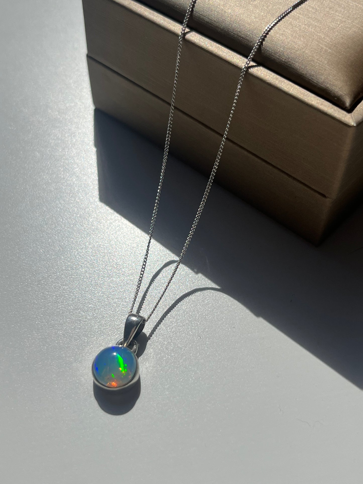 A Grade Ethiopian Opal Sterling Silver Pendant & Chain #A