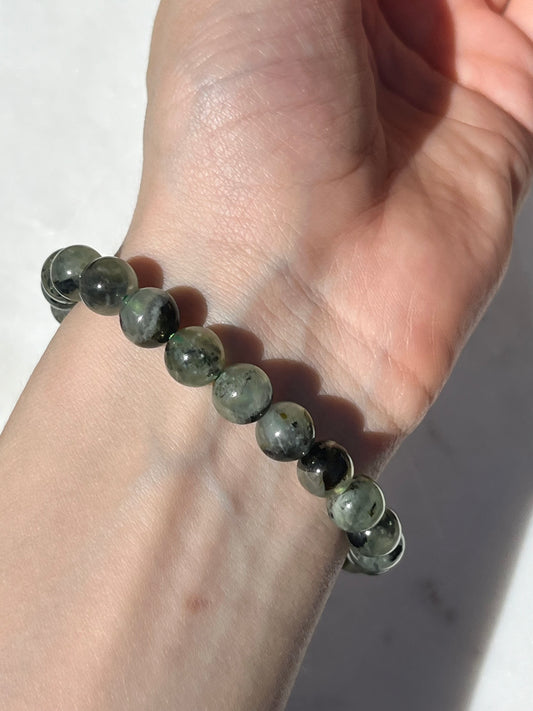 Prehnite w/Epidote Inclusions 8mm Bead Bracelet