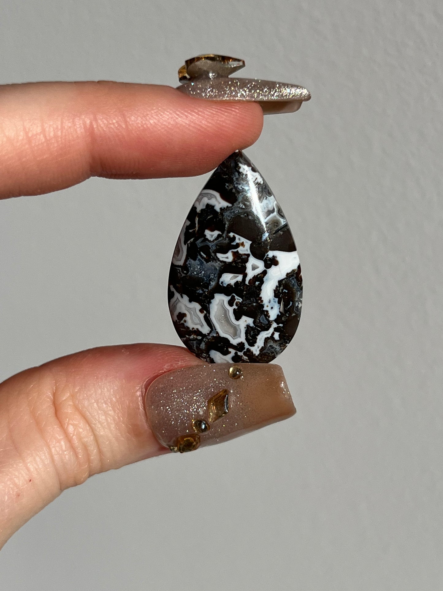 Agatised Black Petrified Wood and Marcasite Cabochon (You Choose)