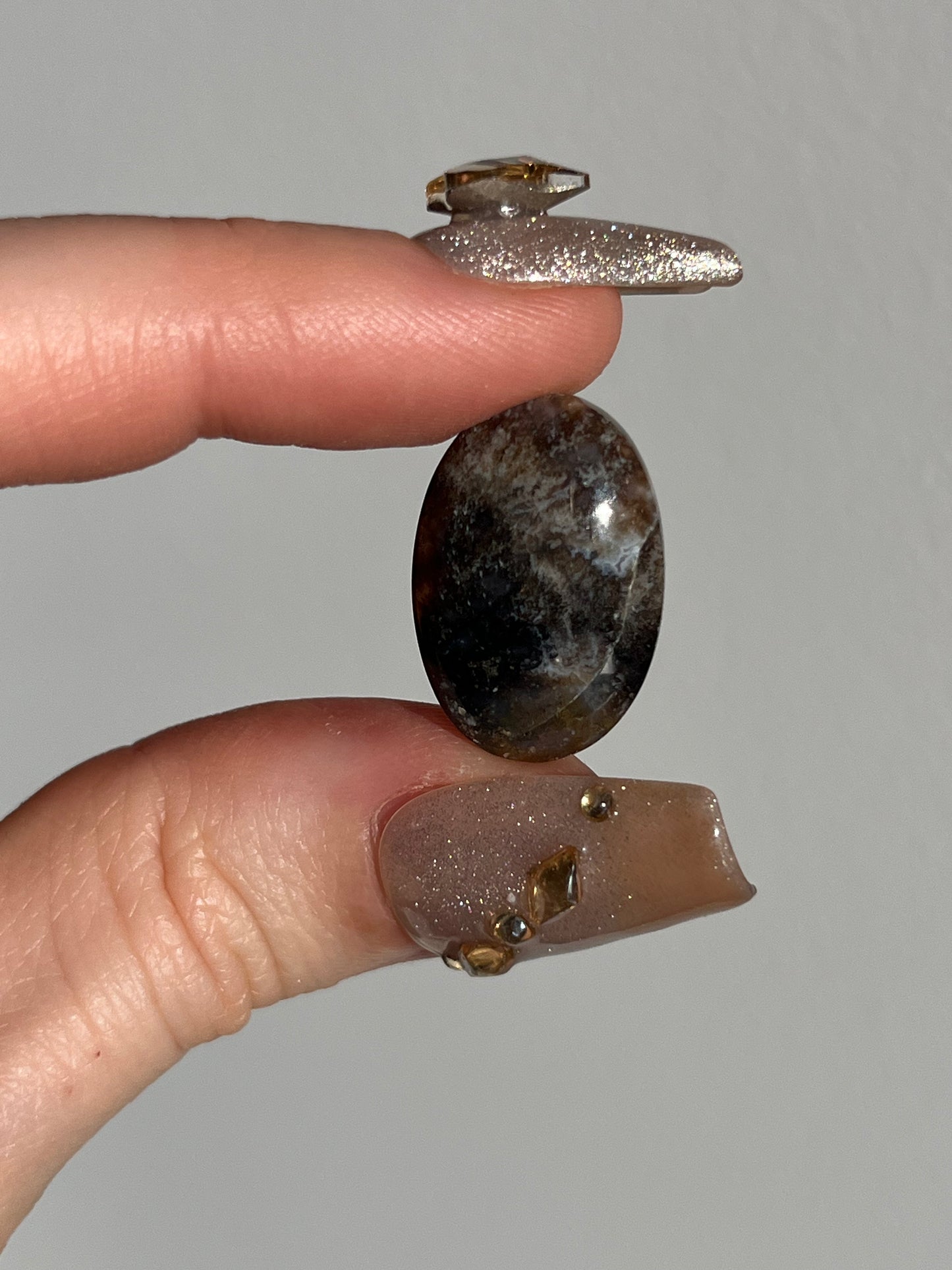 Black Petrified Wood and Marcasite Oval Cabochon (You Choose)
