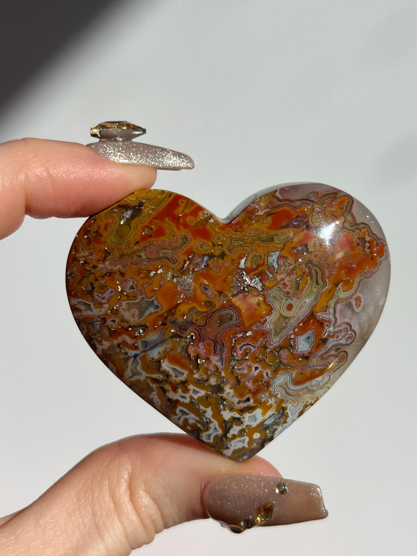 Agatised Petrified Wood Puffy Heart Carving D