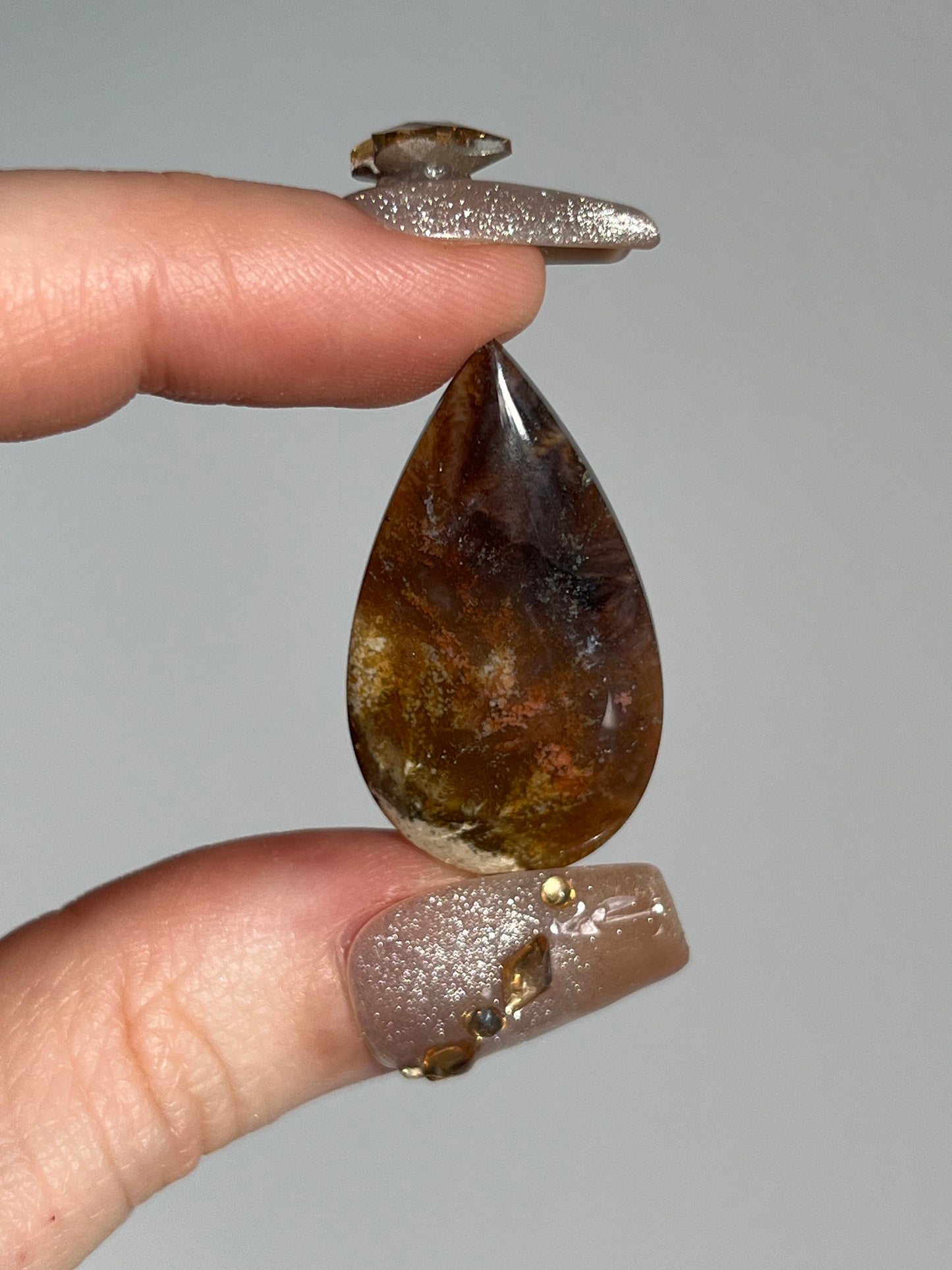 Petrified Wood and Marcasite Rounded Teardrop Cabochon (You Choose)