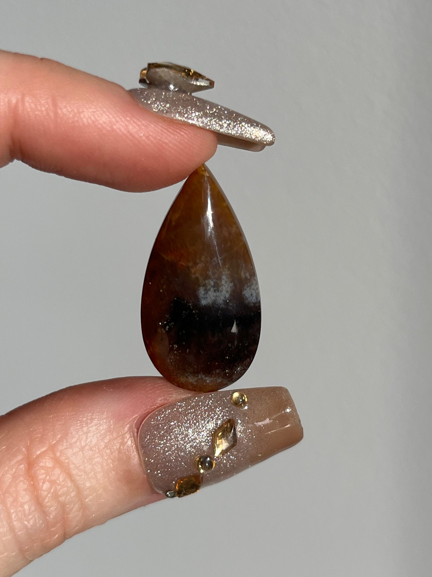 Petrified Wood and Marcasite Rounded Teardrop Cabochon (You Choose)