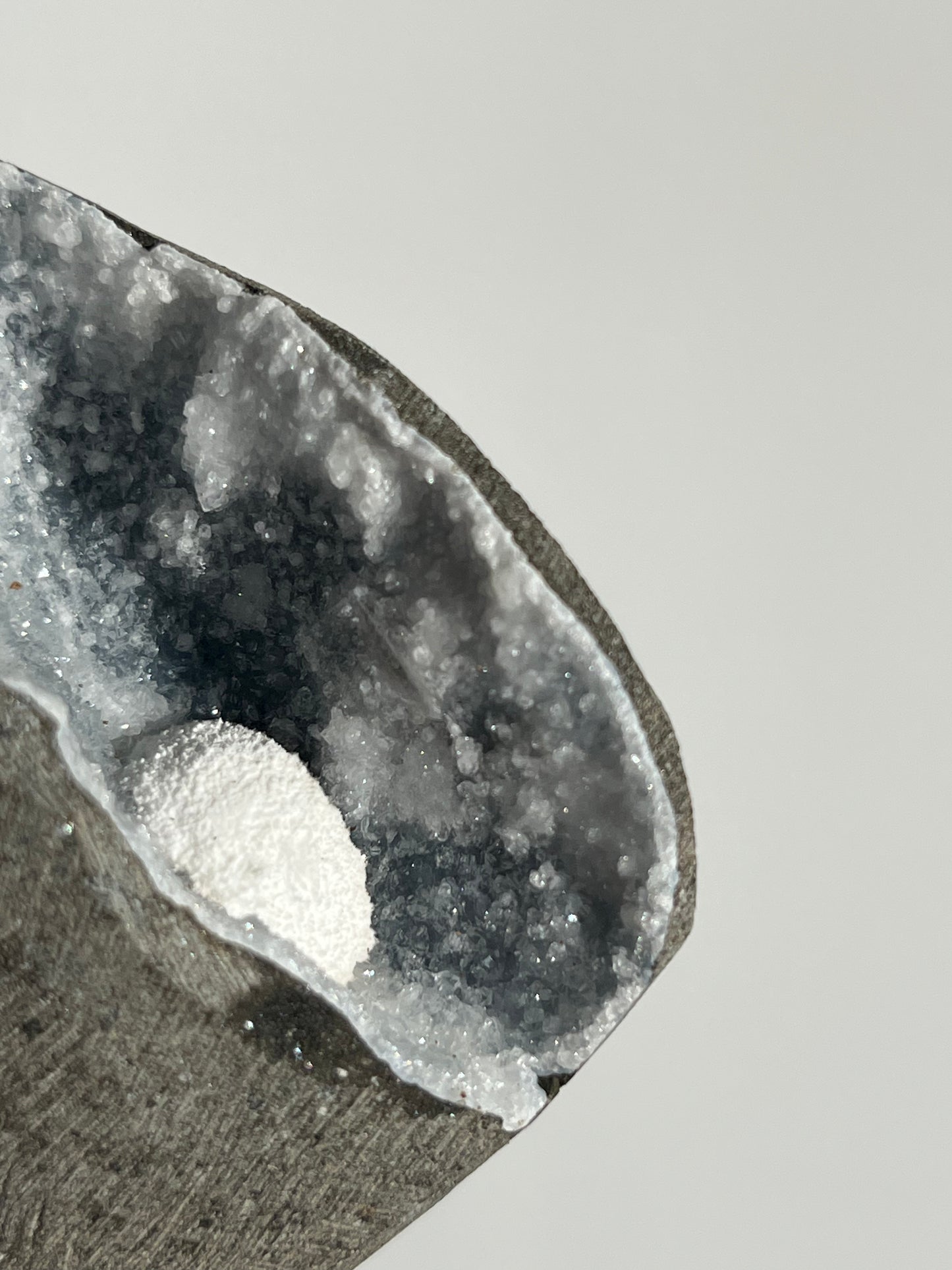 Blue Chalcedony with Mordenite Geode Cave in Basalt I