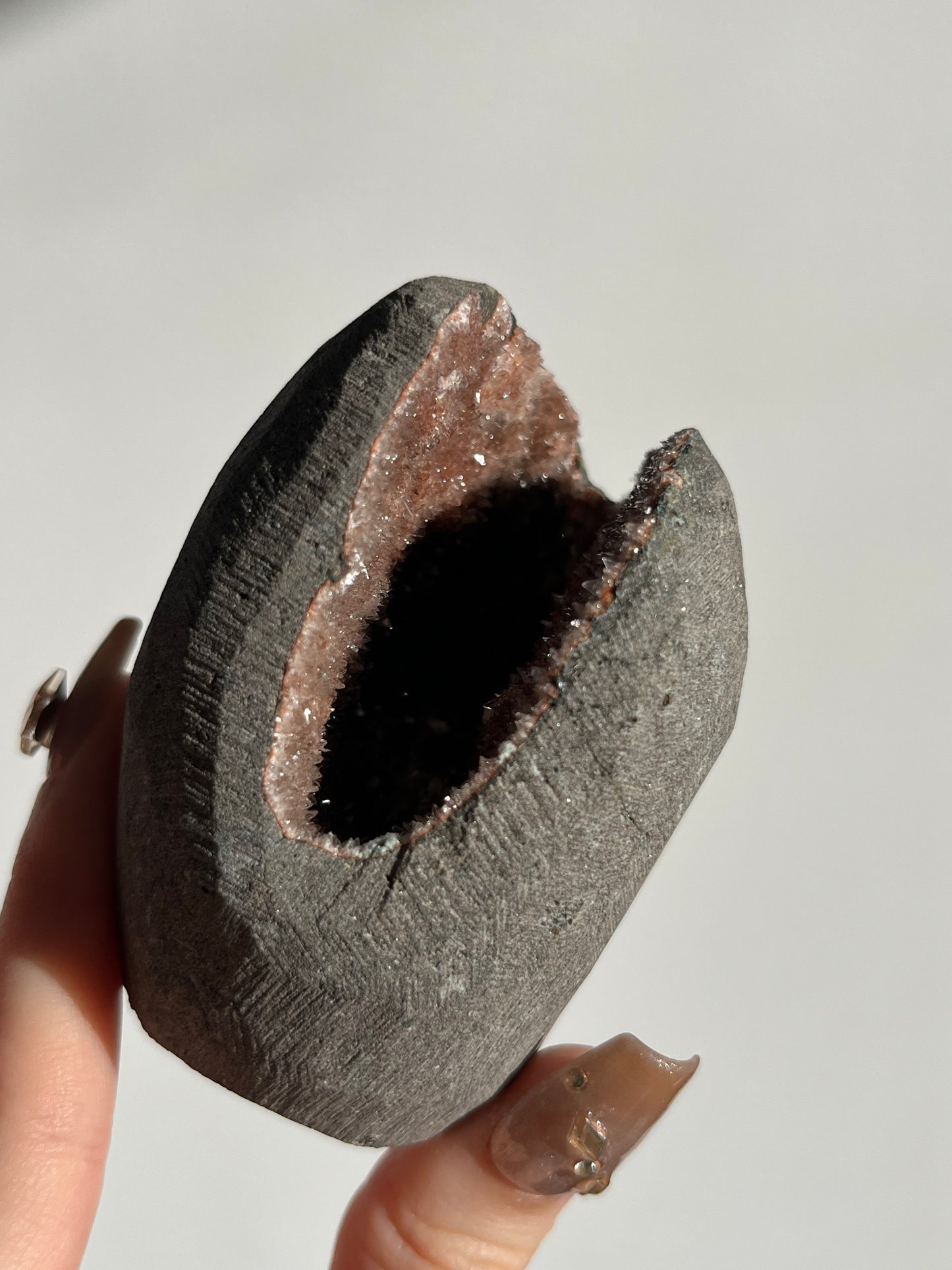 'Whaley' Red Heulandite with Gyrolite Geode Cave in Basalt L