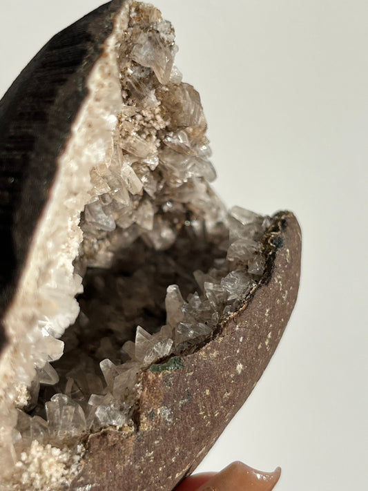 Clear Heulandite with Mordenite Geode Cave in Basalt N