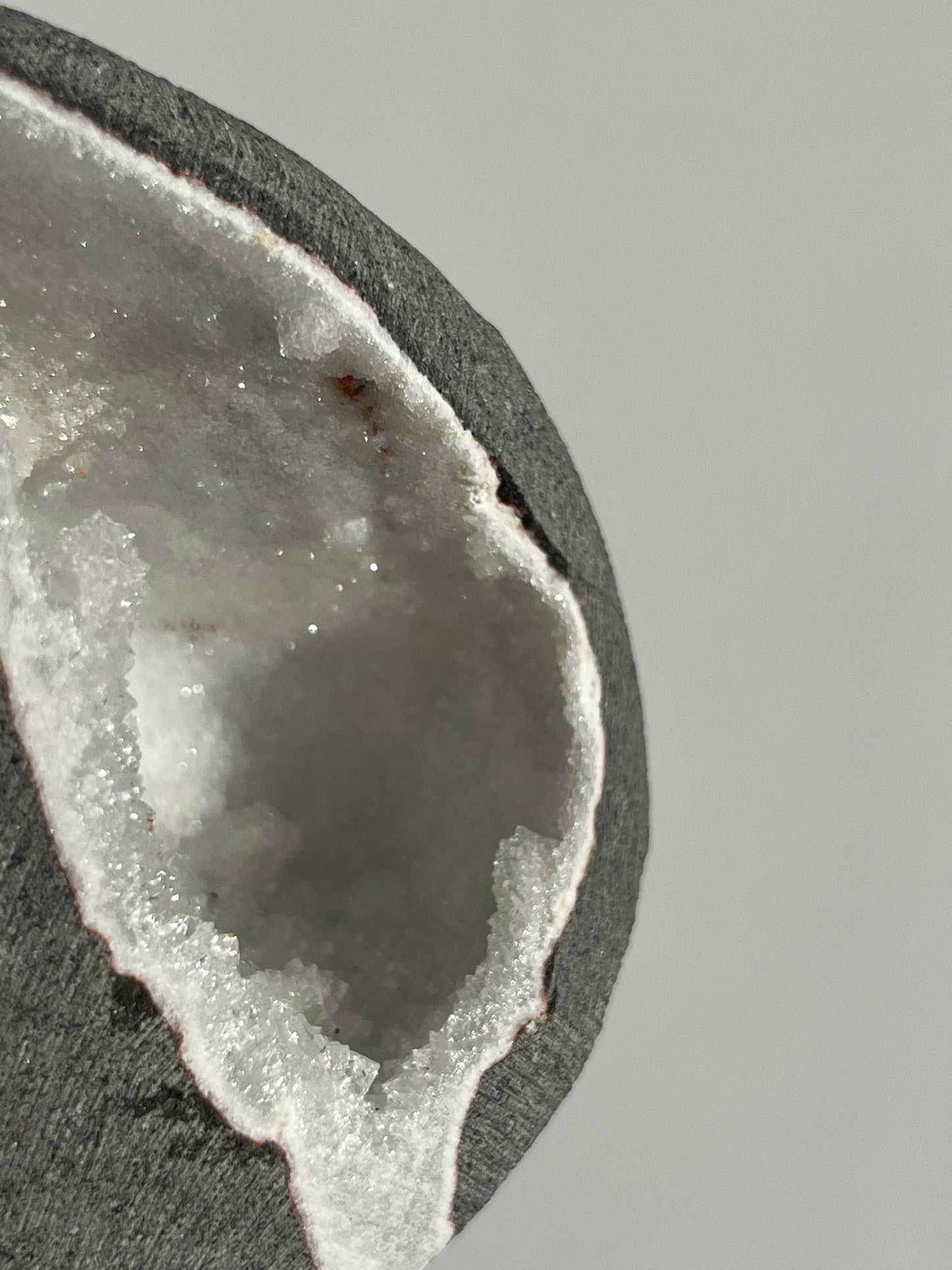 White Chalcedony Stalactite Geode Cave in Basalt O
