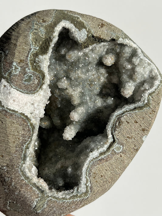 Grey Pseudostalactitic Chalcedony Geode Cave in Basalt Q