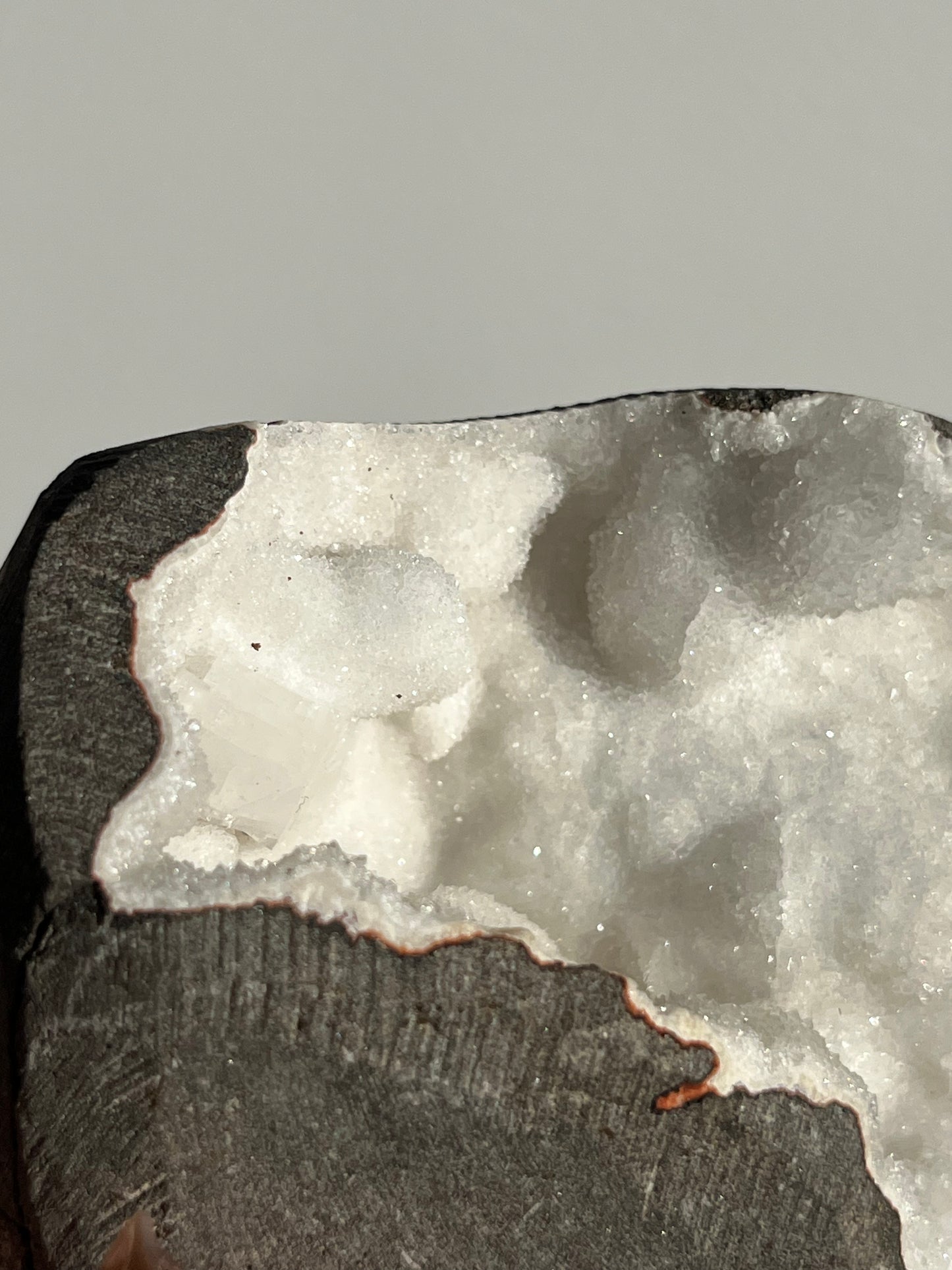 White Chalcedony with Apophyllite Geode Cave in Basalt S