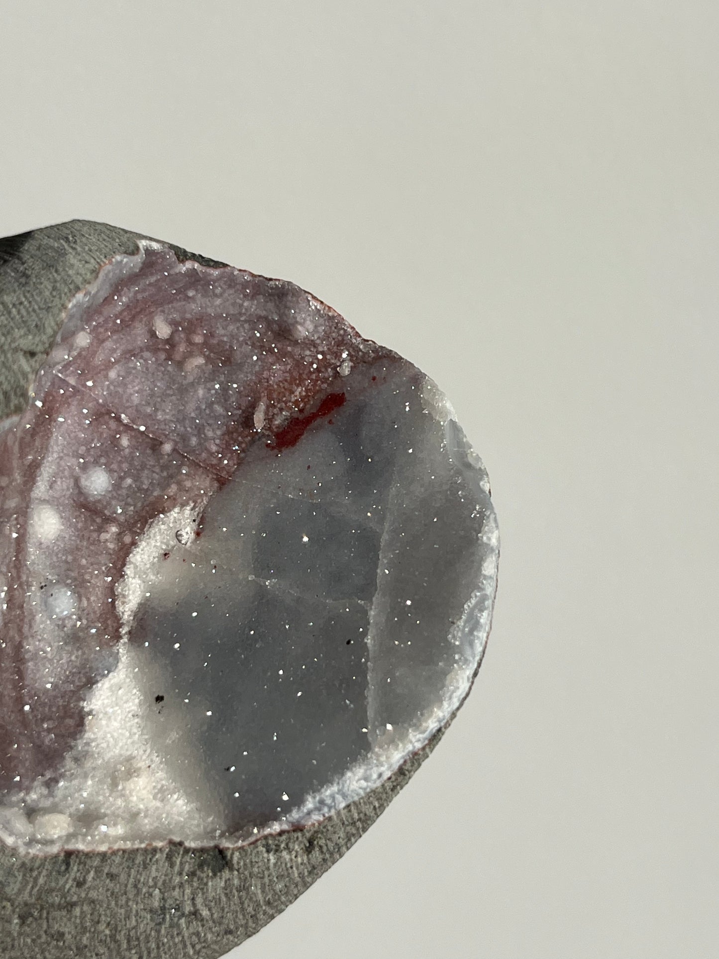 Pink-Purple Chalcedony Geode Cave in Basalt T