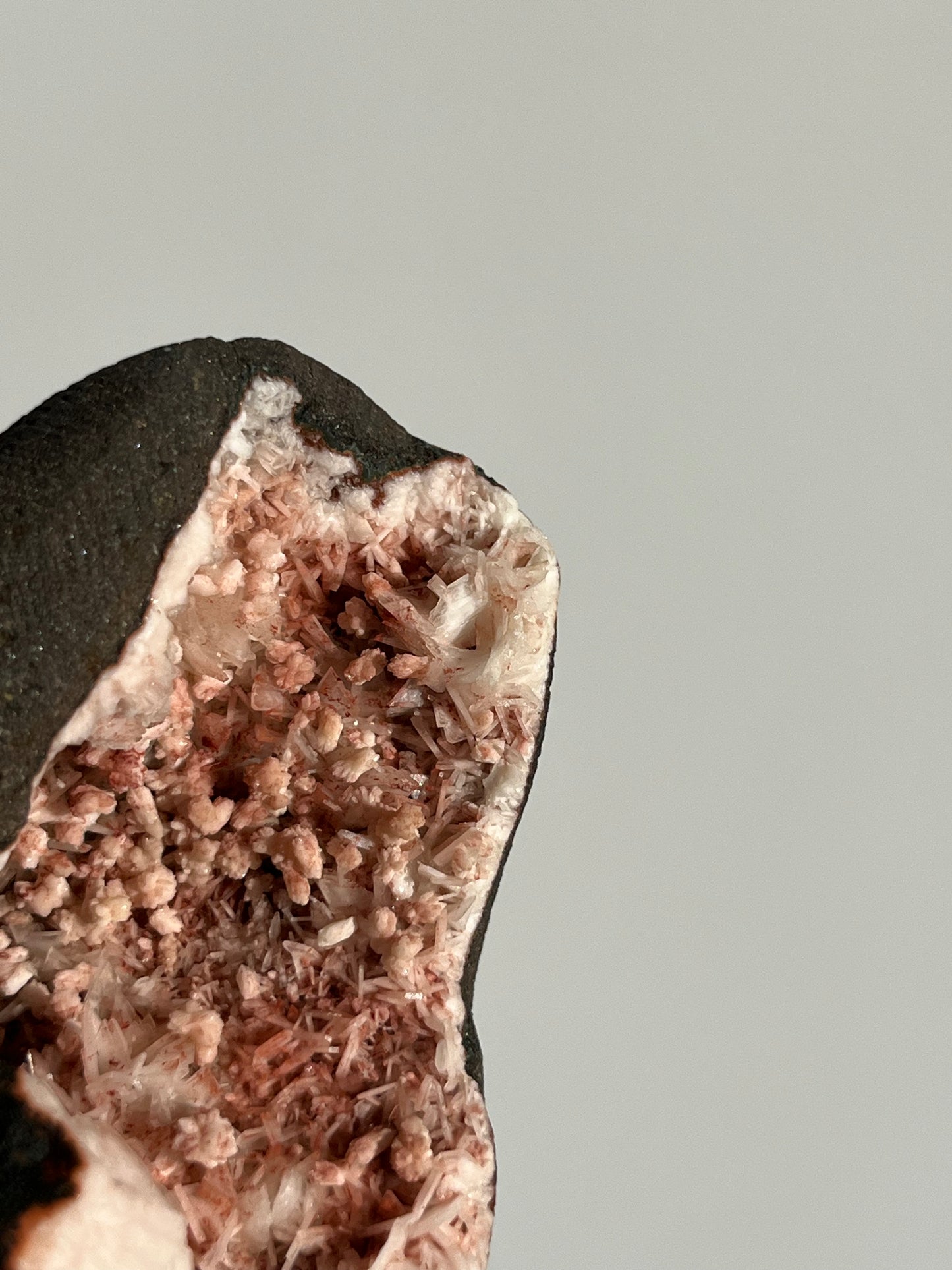 'Cherry Blossom' Peach Heulandite Geode Cave in Basalt U