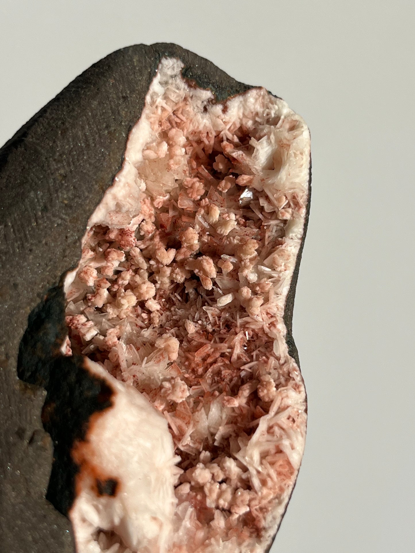 'Cherry Blossom' Peach Heulandite Geode Cave in Basalt U