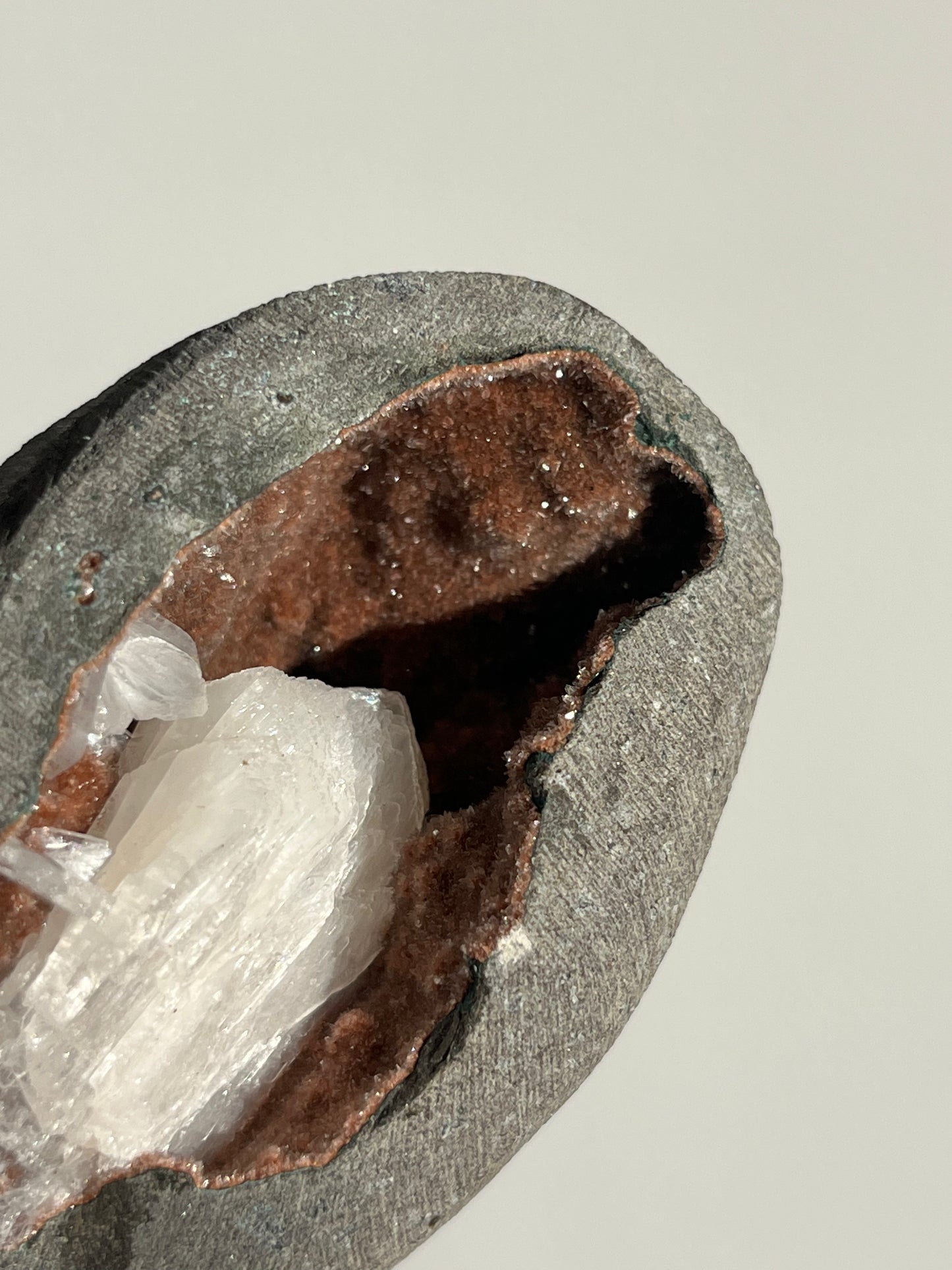 Red Heulandite with Stilbite Geode Cave in Basalt AC