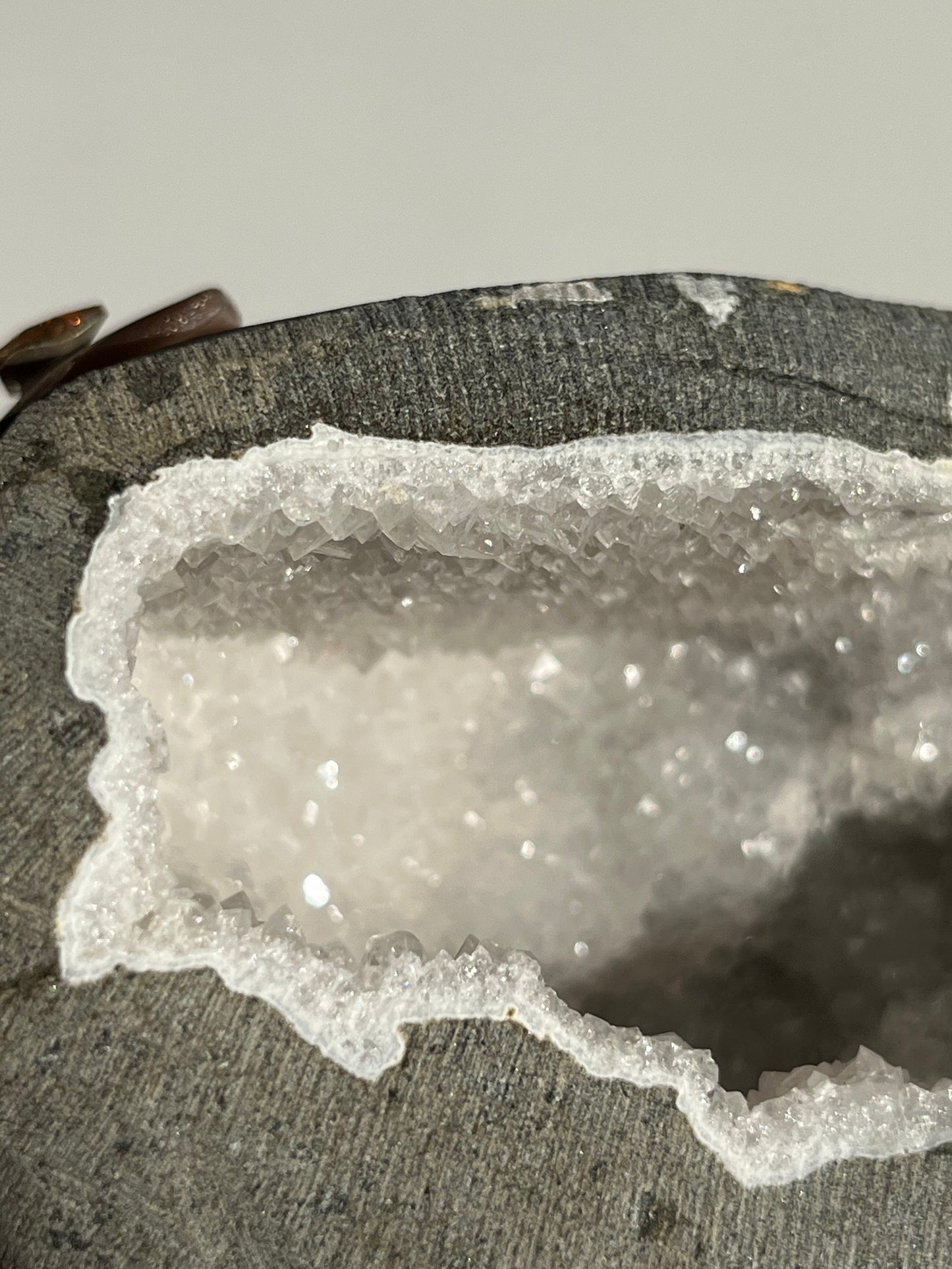 White Quartz Geode Cave in Basalt AF