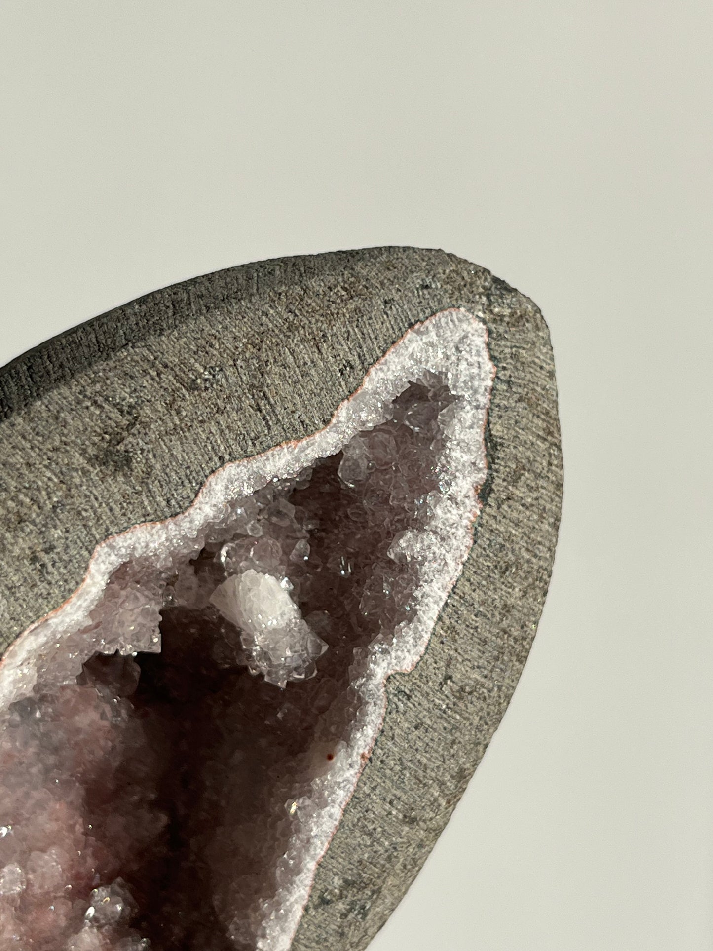 Amethyst with Stilbite Geode Cave in Basalt AE