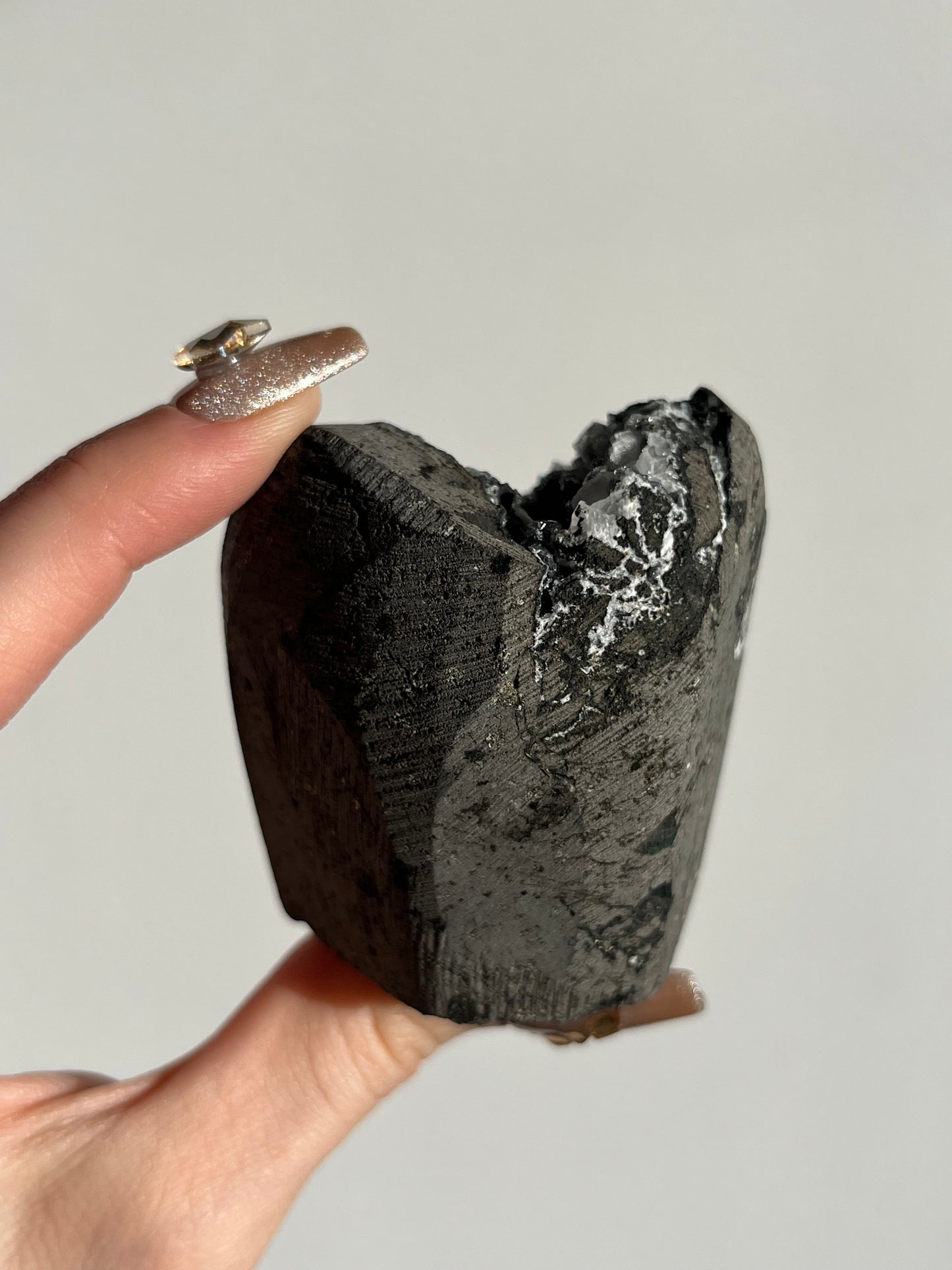Black Chalcedony Geode Cave in Basalt AH