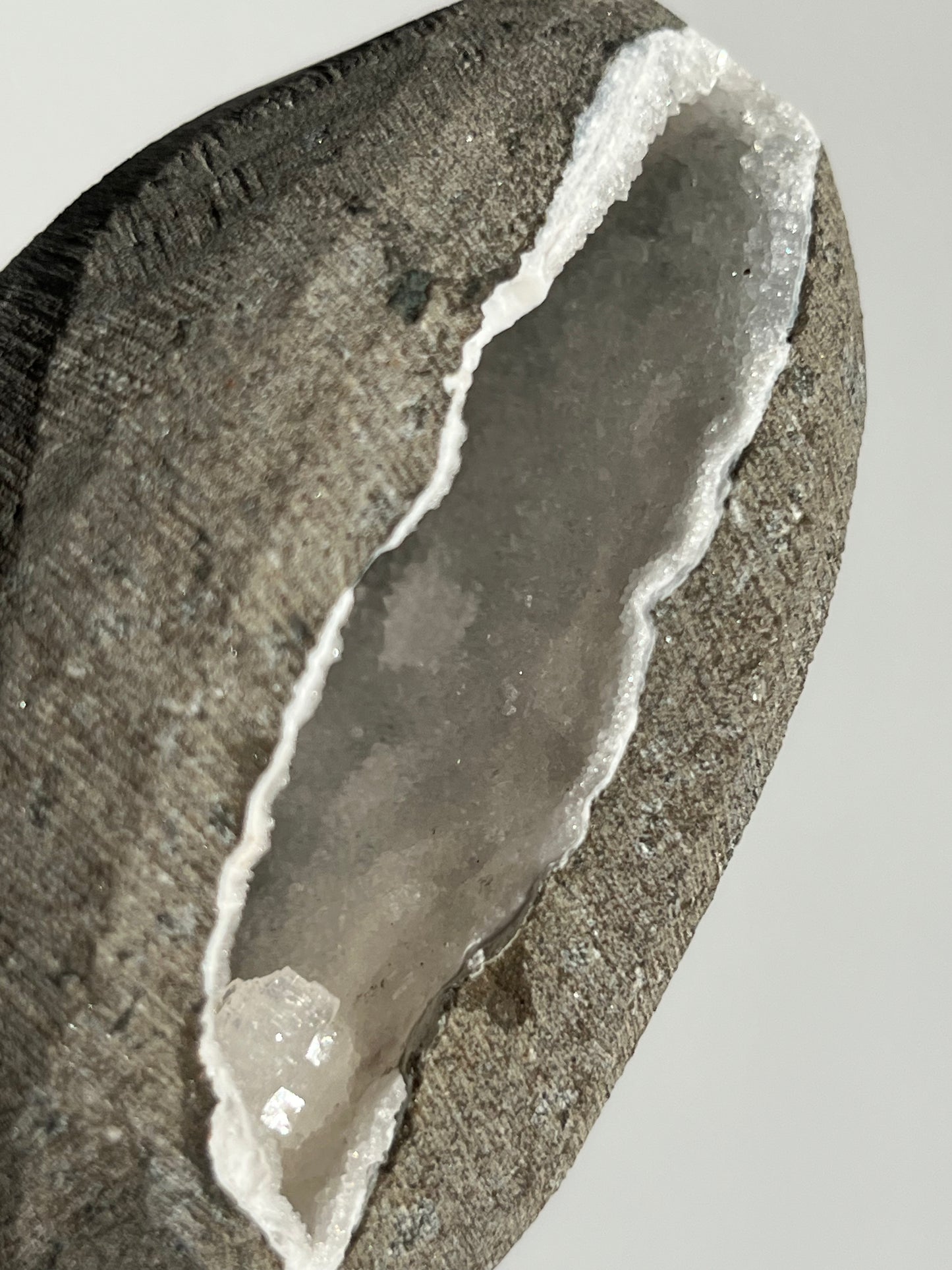 White Chalcedony with Apophyllite Geode Cave in Basalt AM