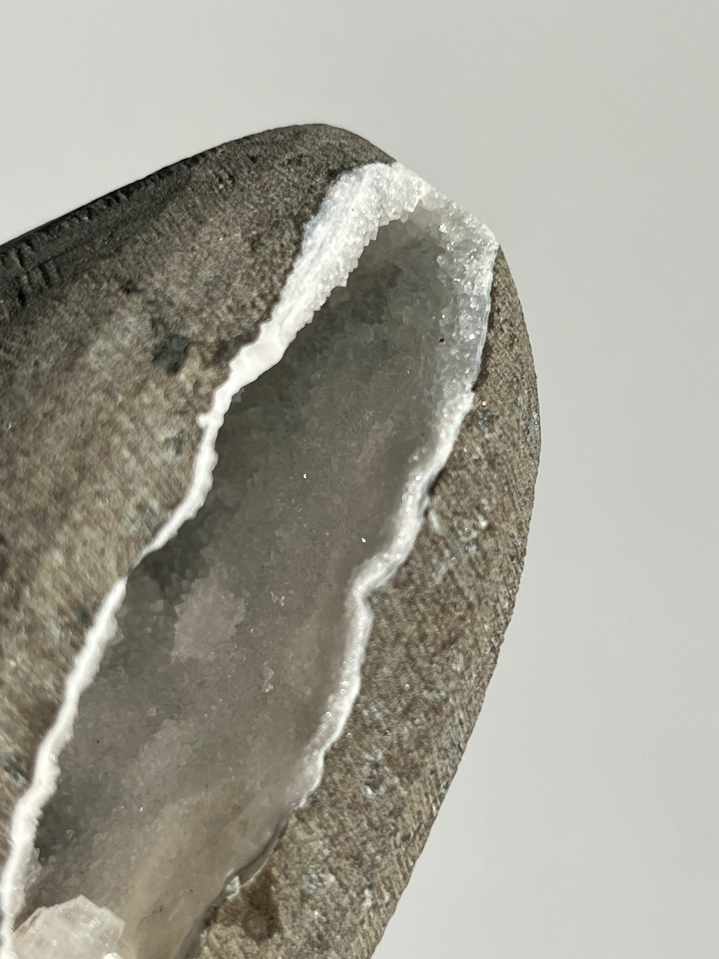 White Chalcedony with Apophyllite Geode Cave in Basalt AM