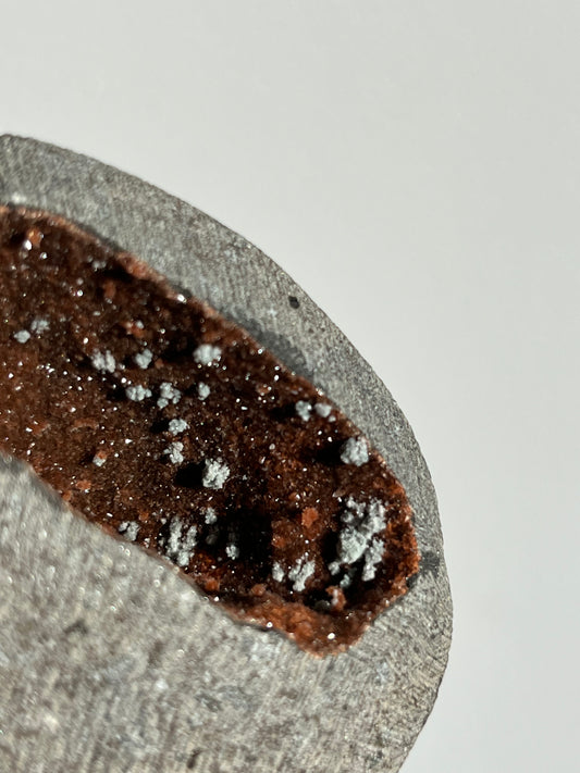 Druzy Red Heulandite with Mordenite Geode Cave in Basalt AN