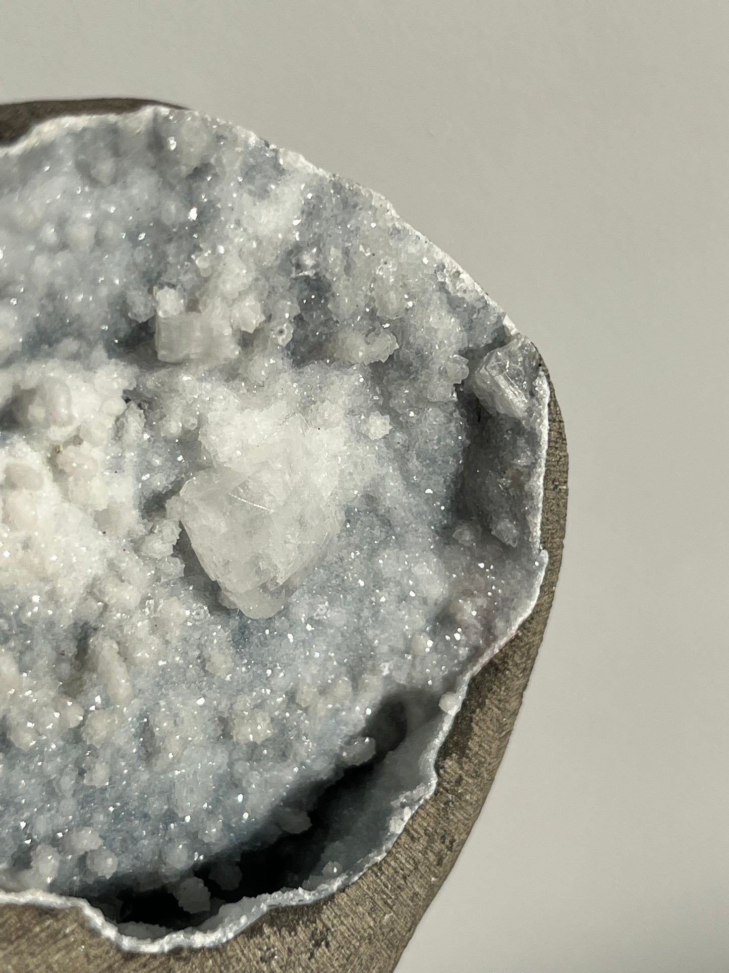 Pseudostalactitic Grey Chalcedony with Apophyllite Geode Cave in Basalt AR