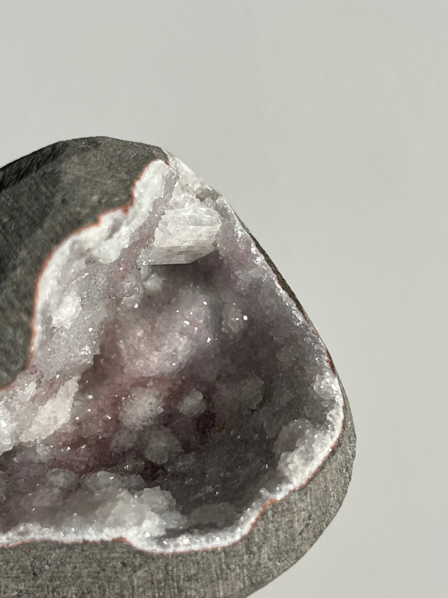 Pink-White Chalcedony with Apophyllite Geode Cave in Basalt AT