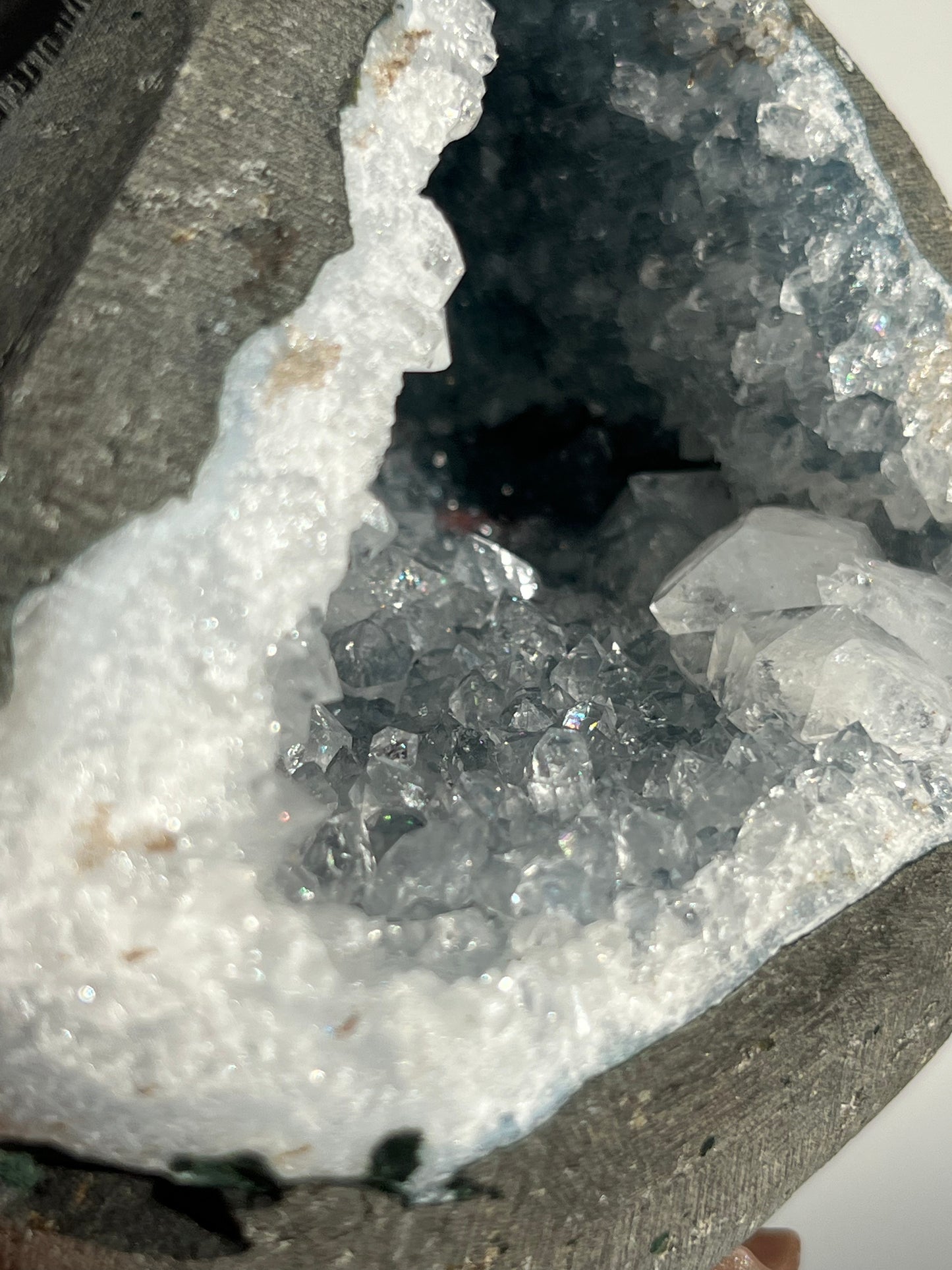 Apophyllite with Quartz Geode Cave in Basalt AU