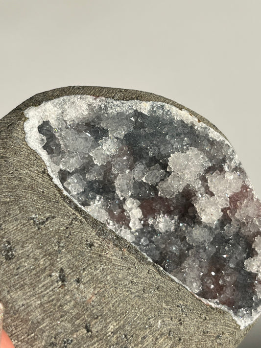 Grey Quartz with Pink Chalcedony Geode Cave in Basalt AZ