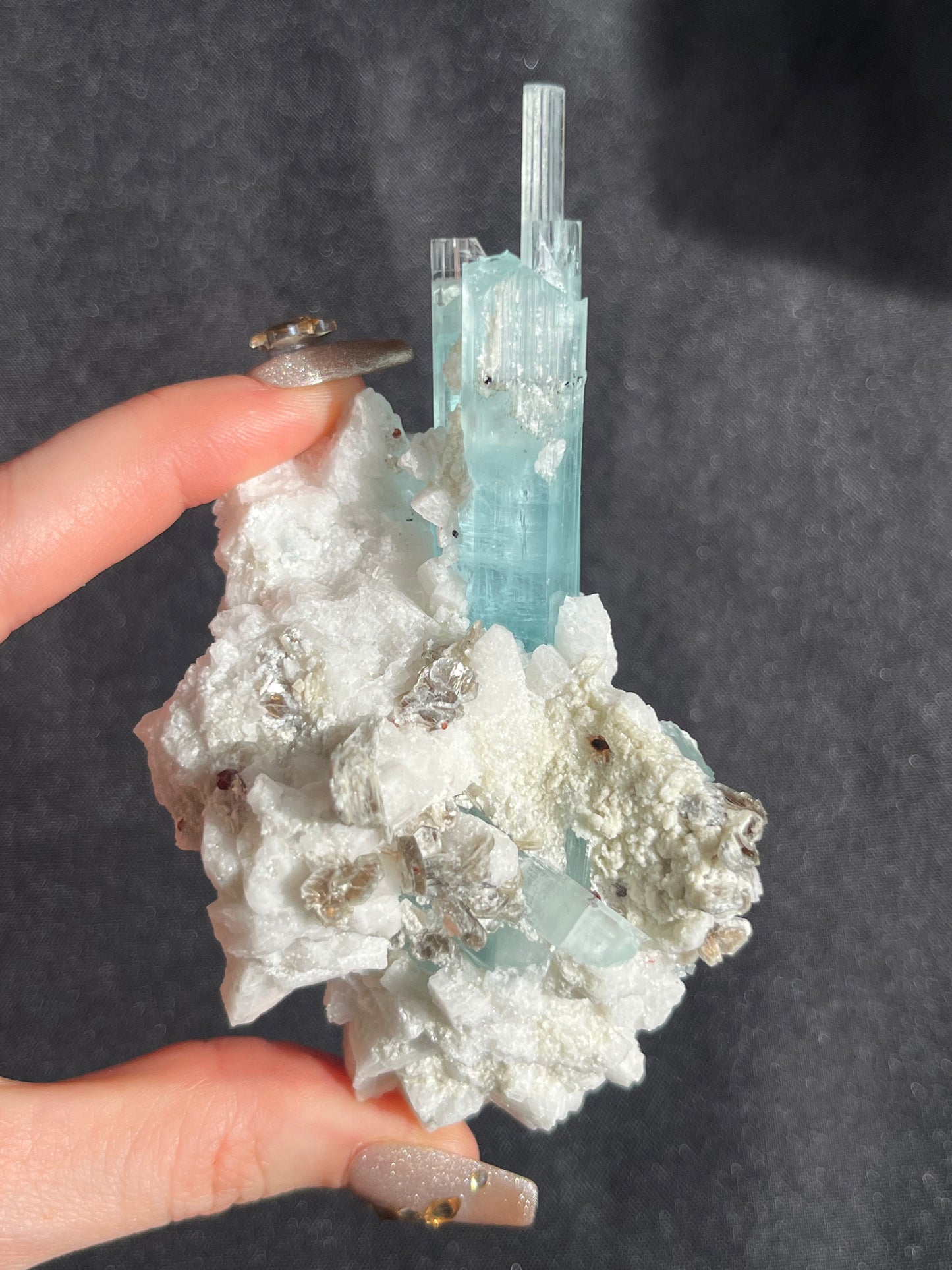 'Takht' Aquamarine with Feldspar, Muscovite and Spessartine Garnet Specimen A (Collector’s Choice)