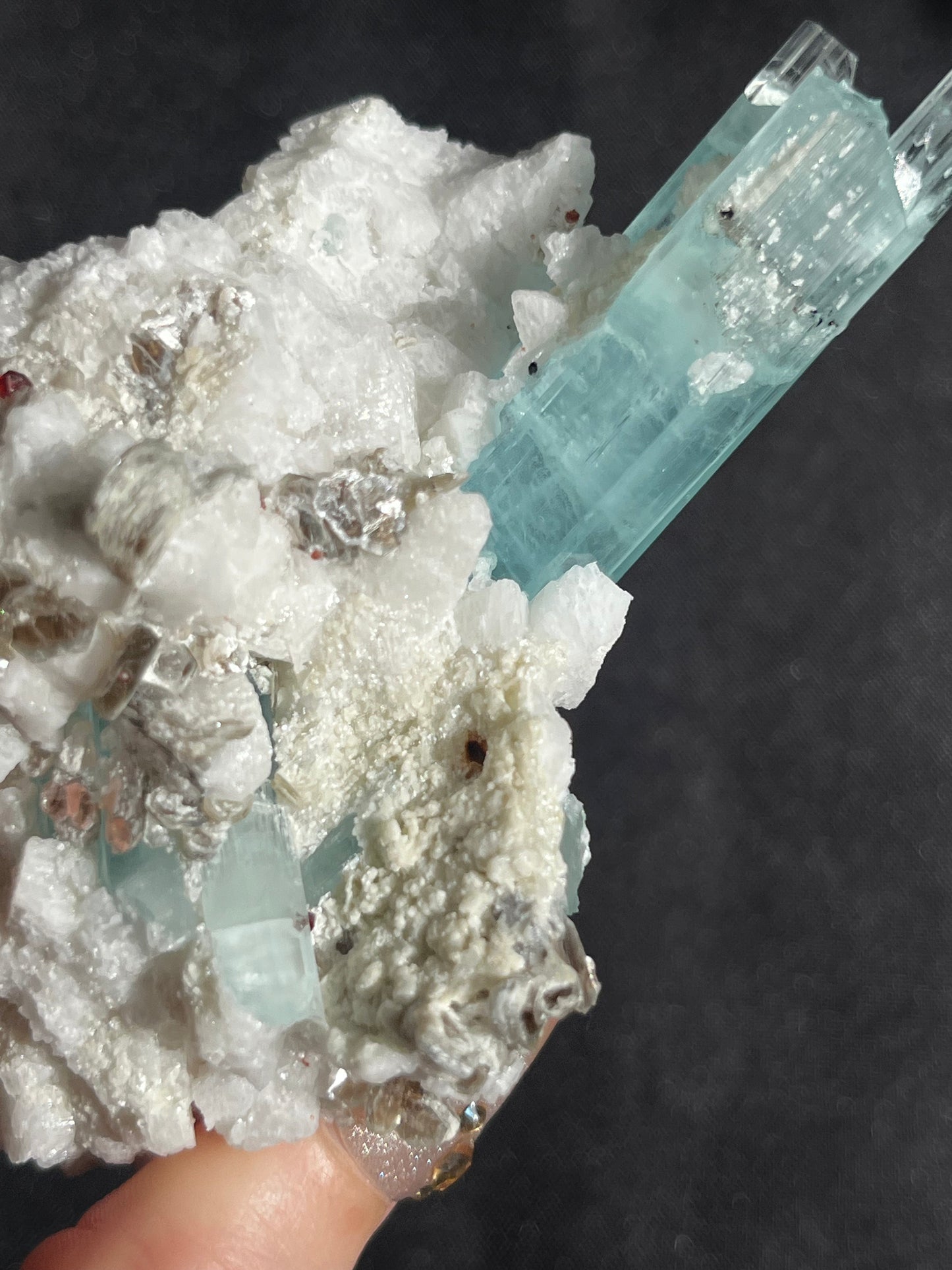 'Takht' Aquamarine with Feldspar, Muscovite and Spessartine Garnet Specimen A (Collector’s Choice)