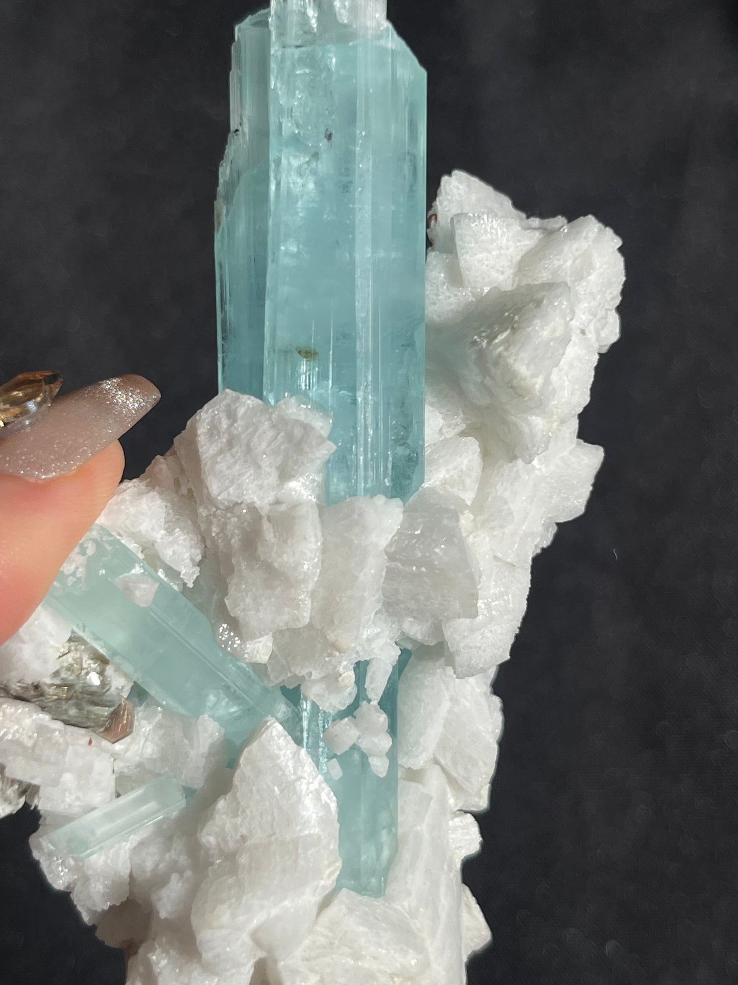 'Takht' Aquamarine with Feldspar, Muscovite and Spessartine Garnet Specimen A (Collector’s Choice)