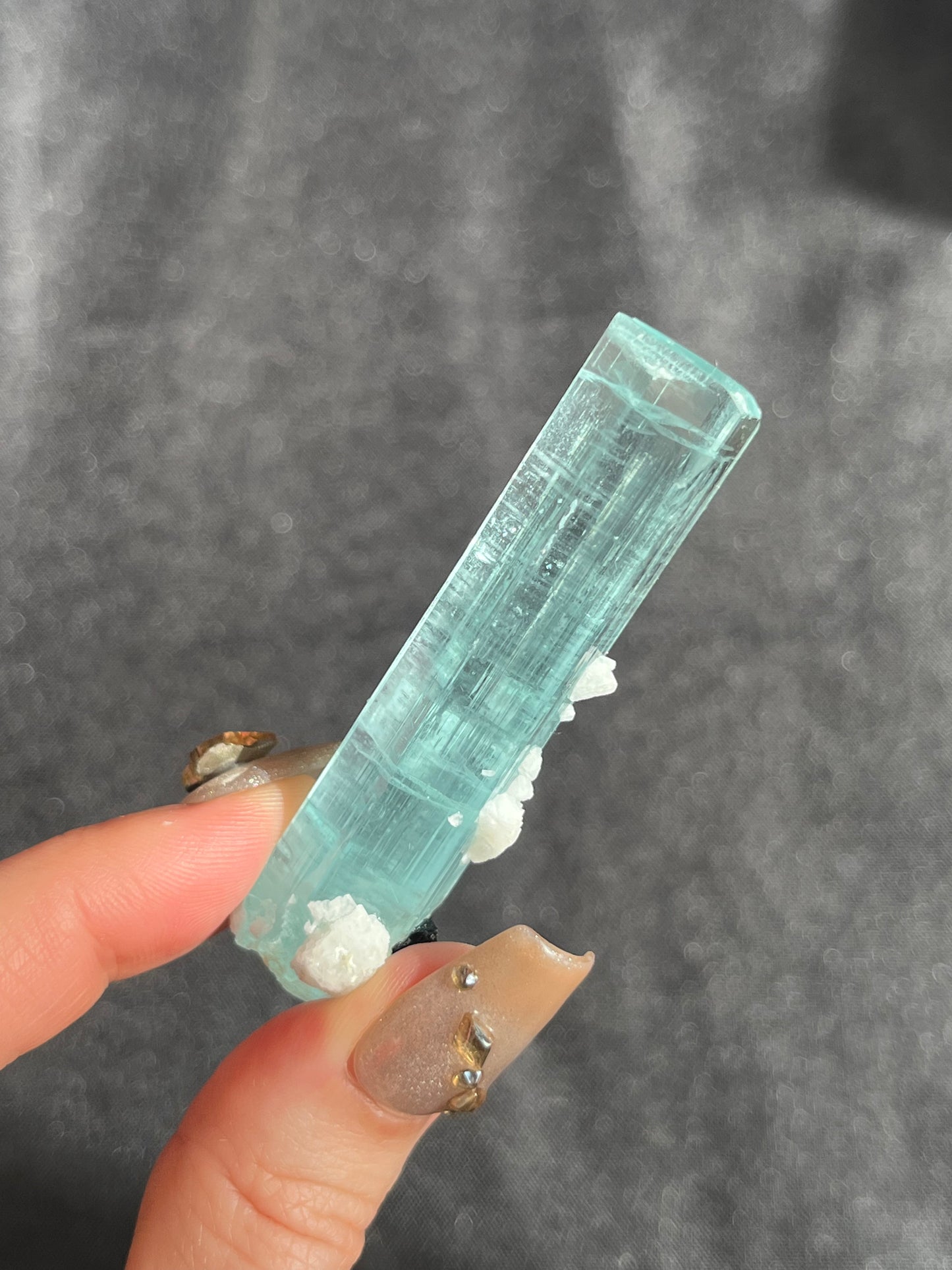 “Kali” Aquamarine with Feldspar, Schorl Black Tourmaline and Spessartine Garnet Specimen D (Collector’s Choice)