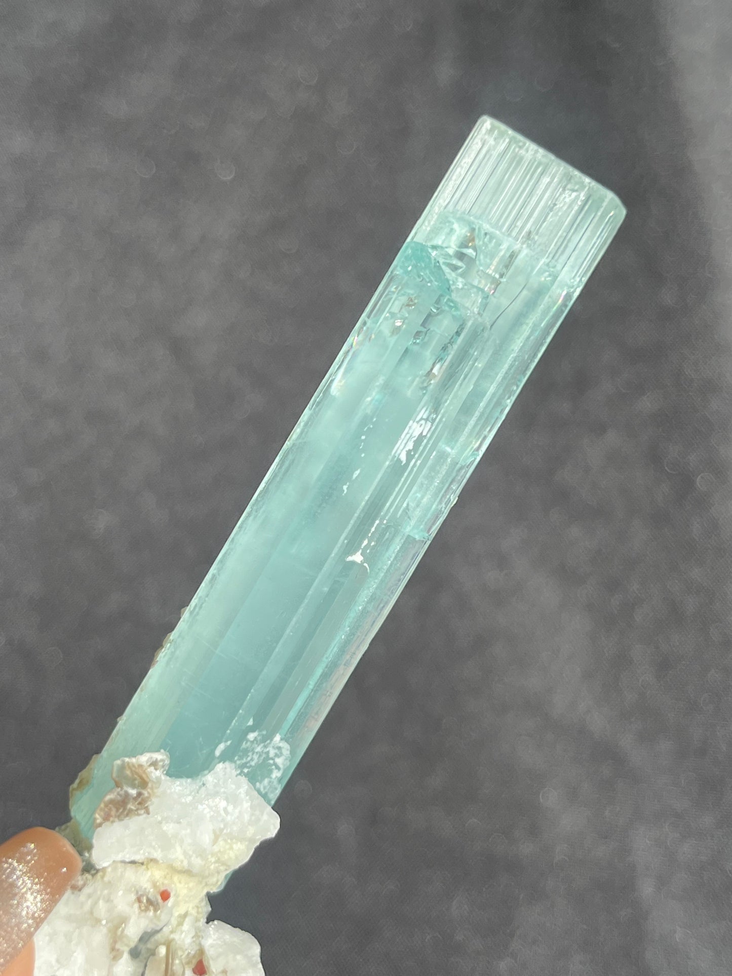 Aquamarine with Spessartine Garnet, Muscovite, Feldspar and Smokey Quartz Specimen F (Repair at Base)
