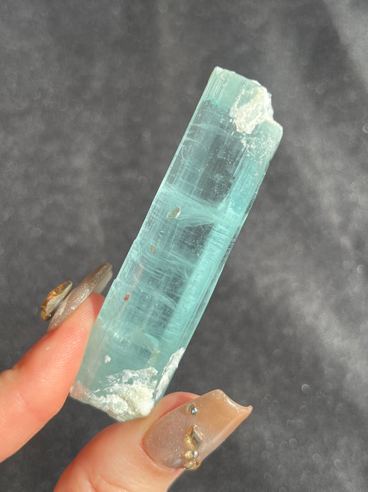 Aquamarine with Intra-Muscovite Inclusions and Feldspar Specimen H