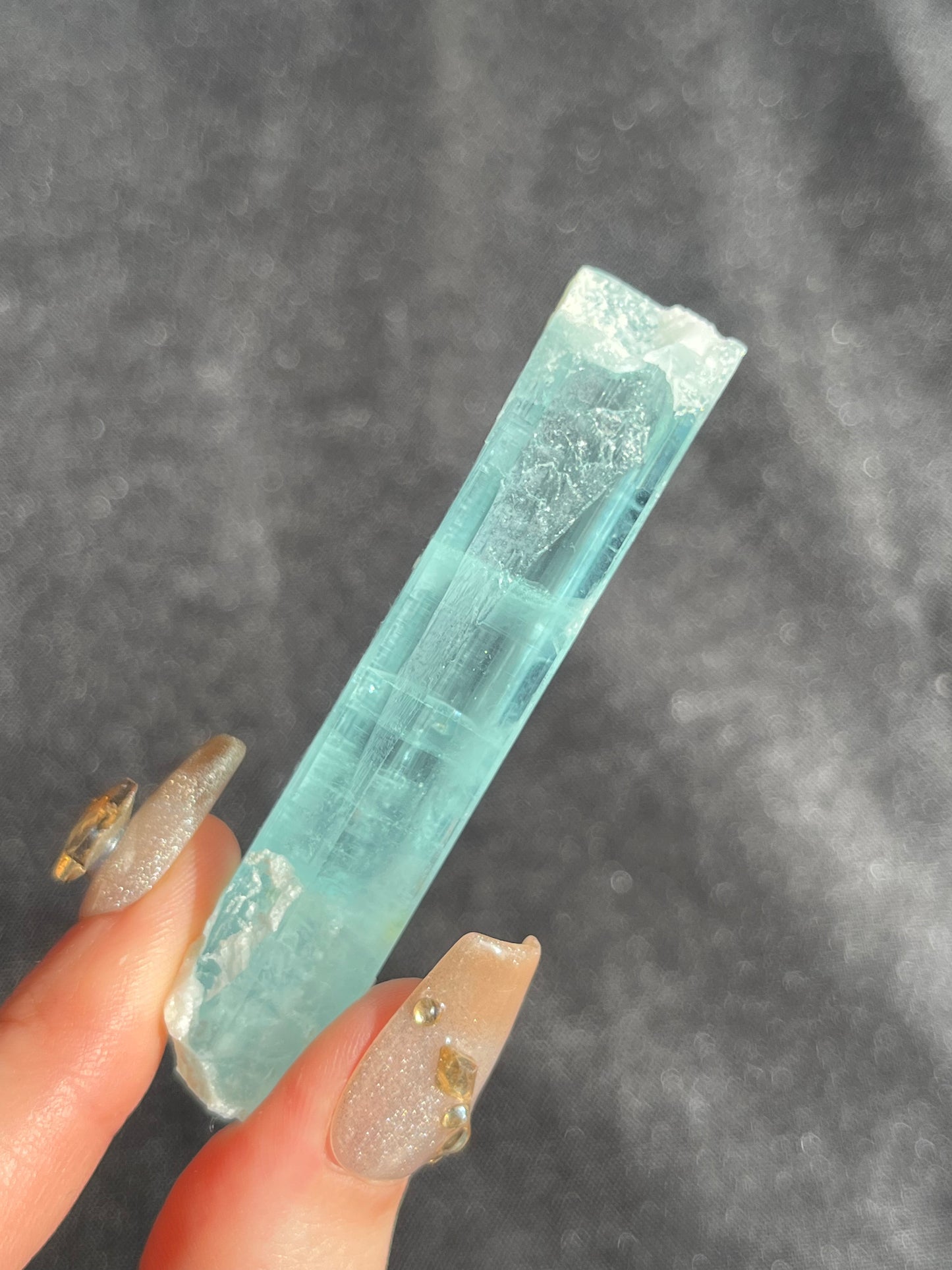 Aquamarine with Intra-Muscovite Inclusions and Feldspar Specimen H