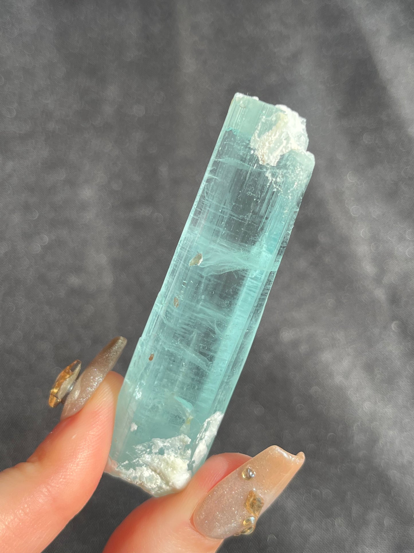 Aquamarine with Intra-Muscovite Inclusions and Feldspar Specimen H