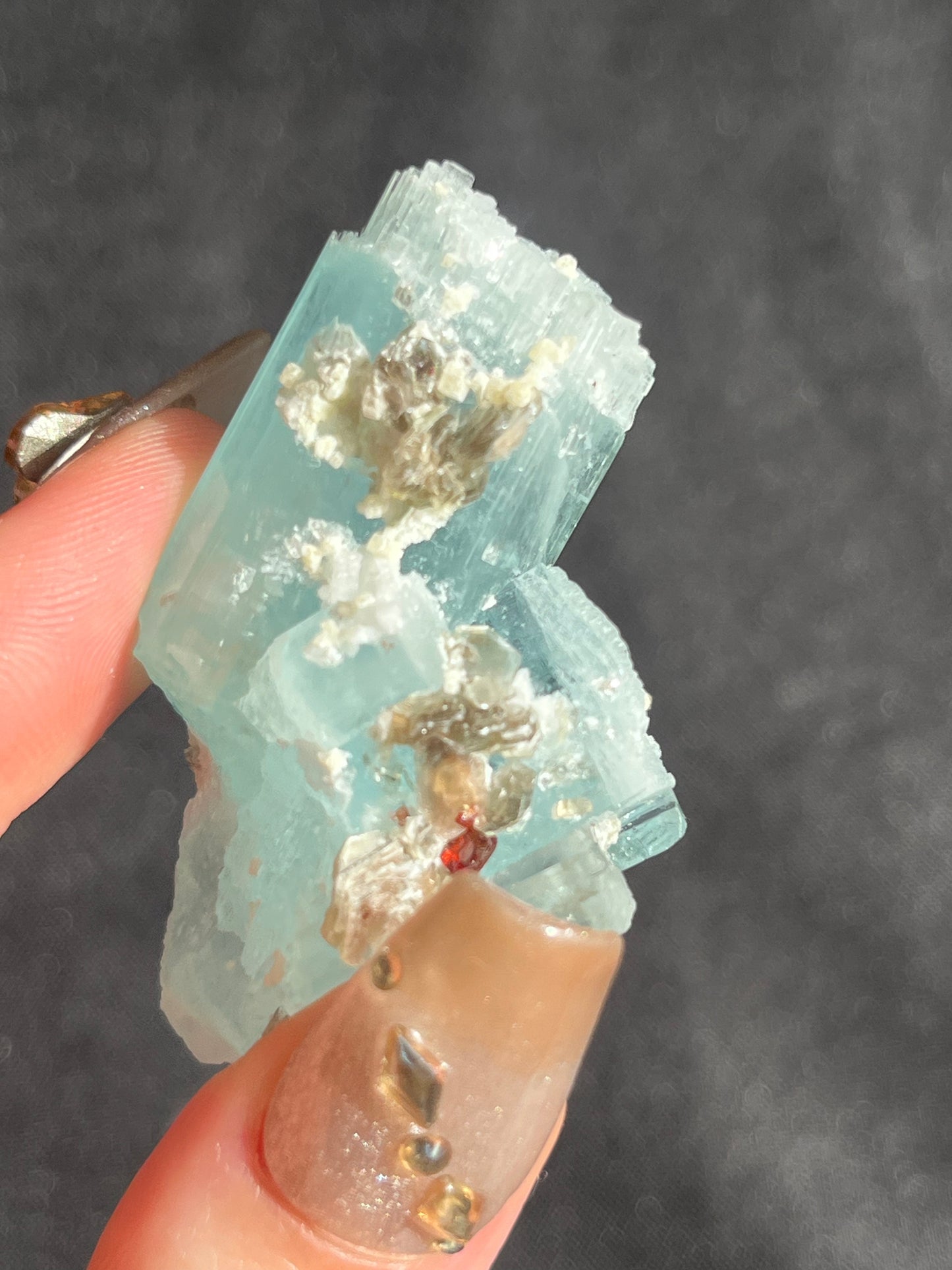 Aquamarine with Spessartine Garnet, Muscovite & Feldspar Specimen L