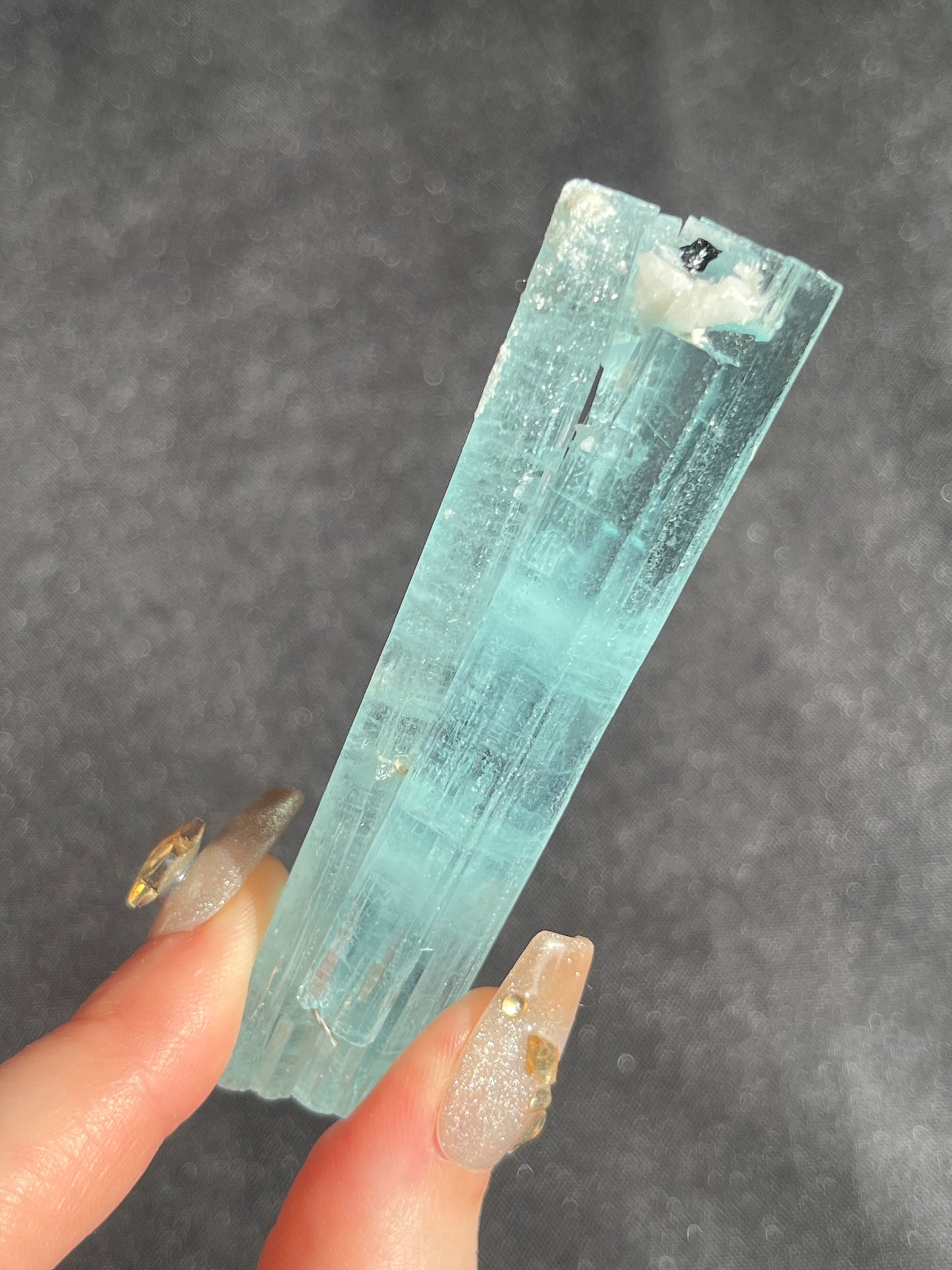 Aquamarine with Muscovite, Schorl Black Tourmaline & Feldspar Specimen M